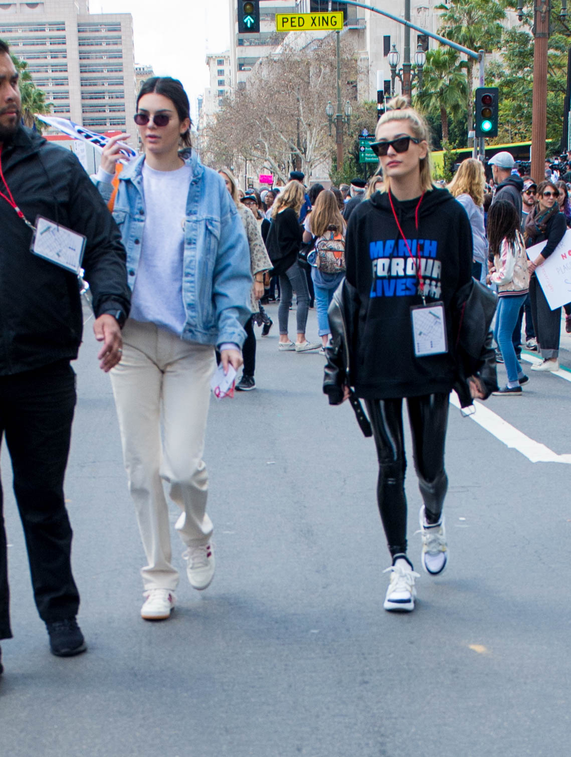 Hailey Baldwin marches at the anti-gun ‘March For Our Lives’