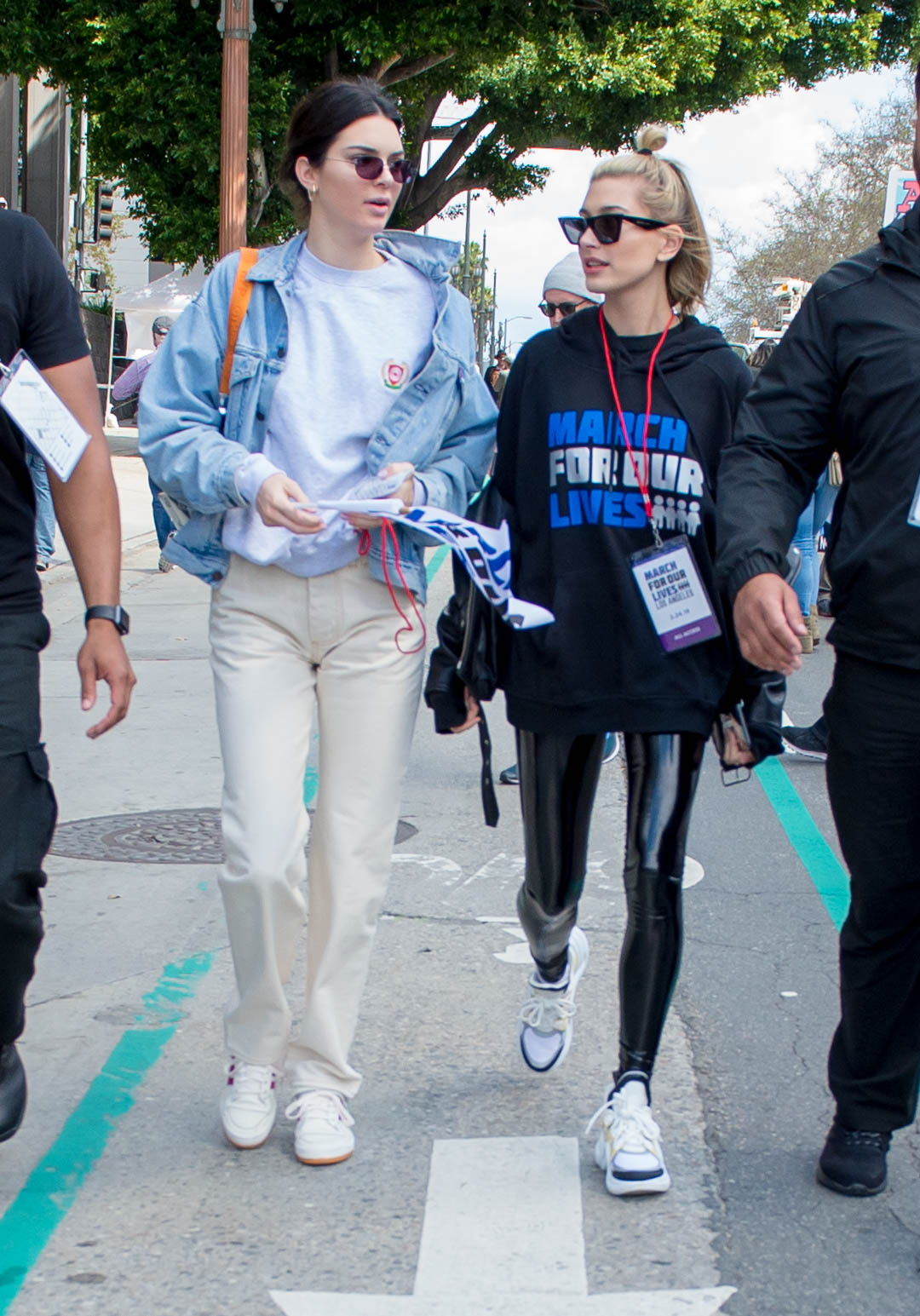 Hailey Baldwin marches at the anti-gun ‘March For Our Lives’