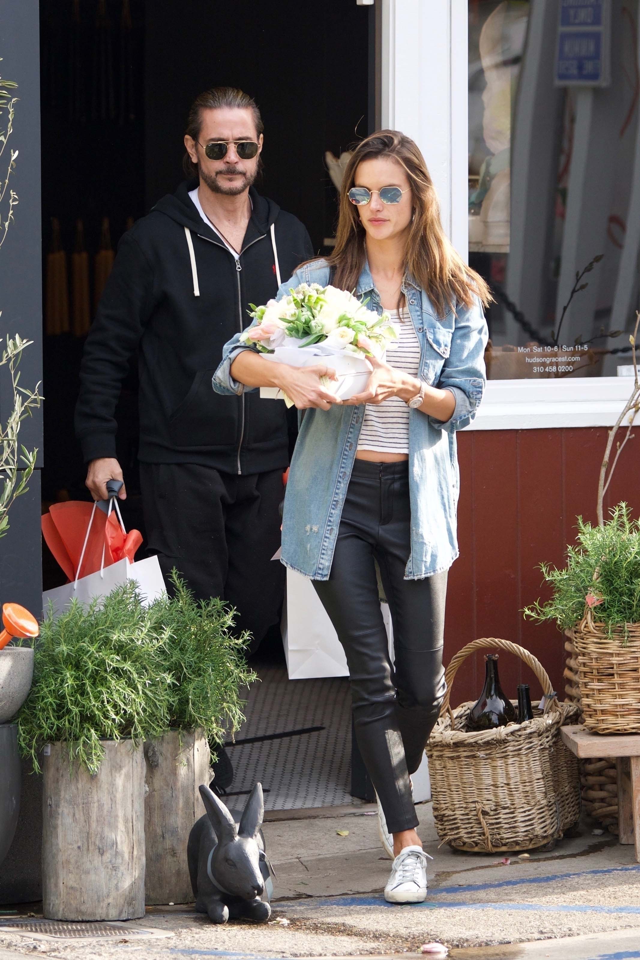 Alessandra Ambrosio grabs some flowers for Easter
