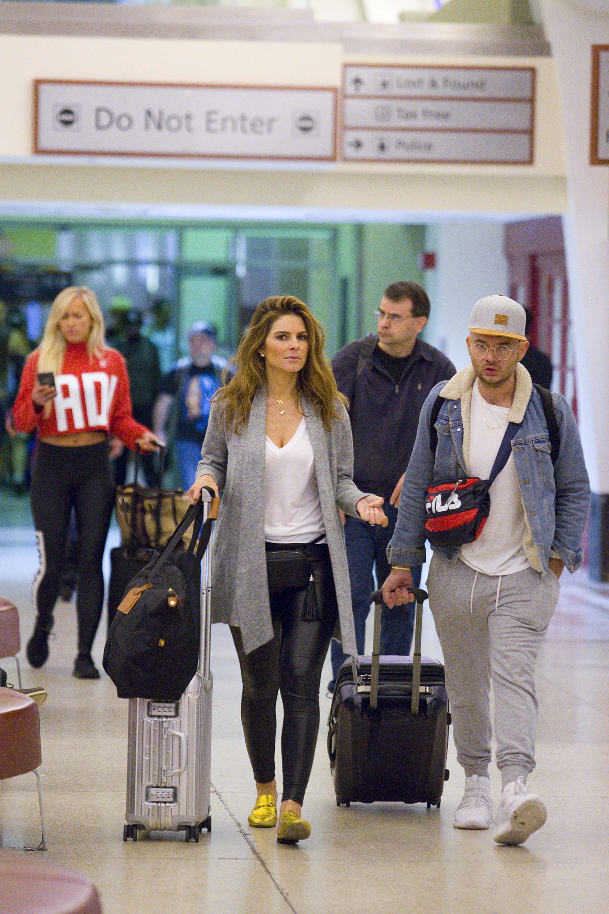 Maria Menounos arrives at Louis Armstrong International Airport