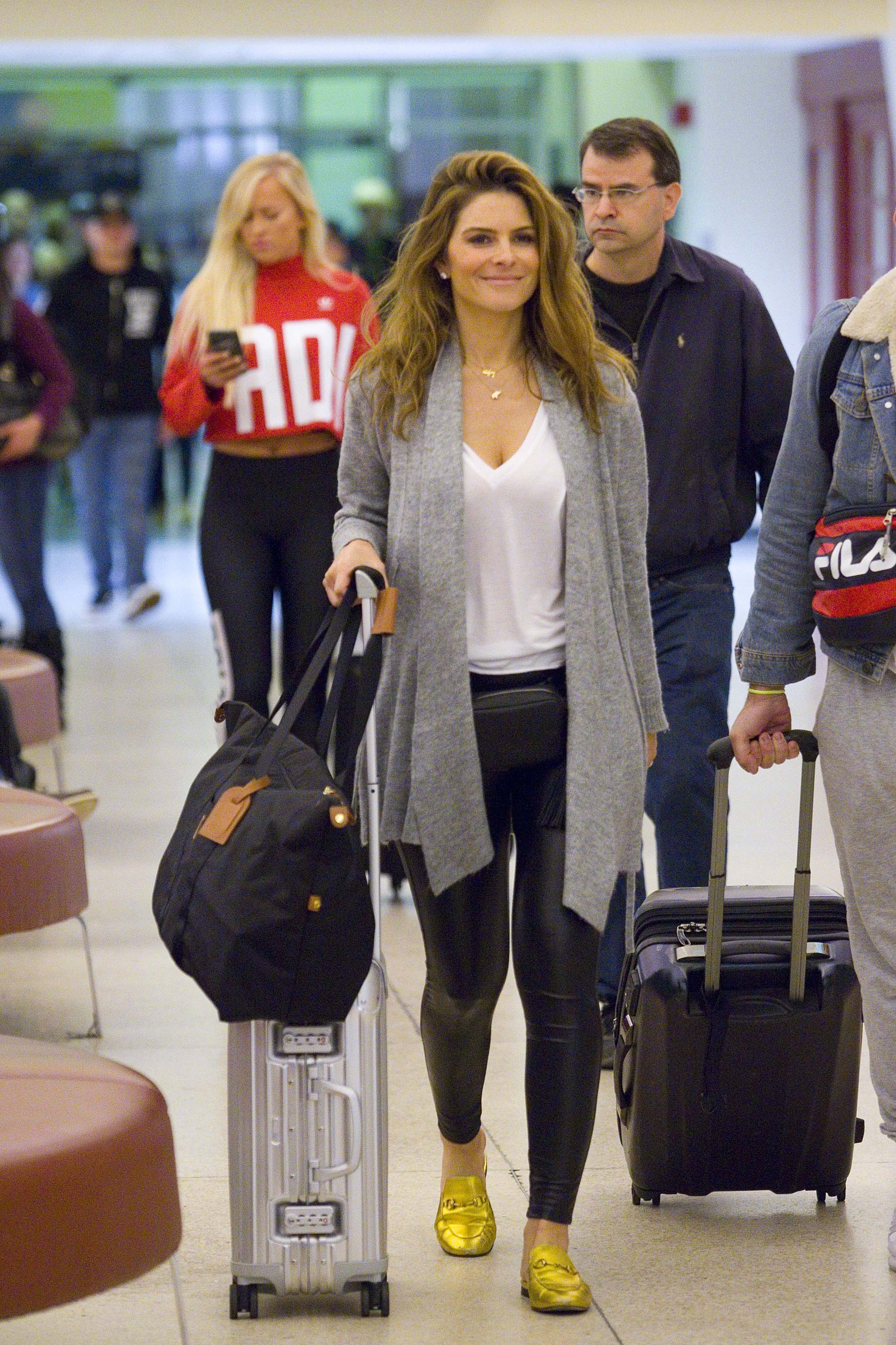 Maria Menounos arrives at Louis Armstrong International Airport