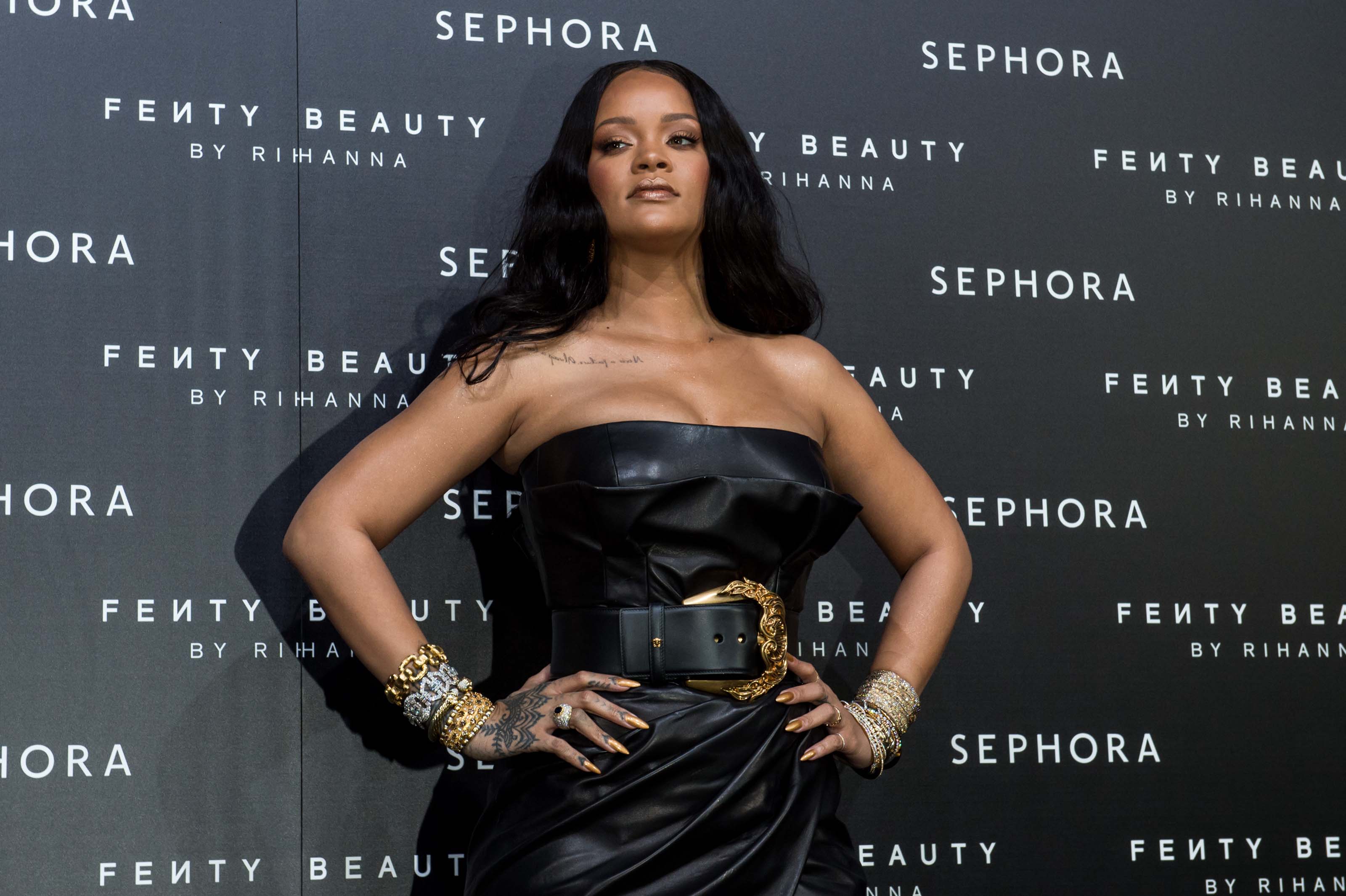 Rihanna at the launch of make-up “Fenty beauty” line