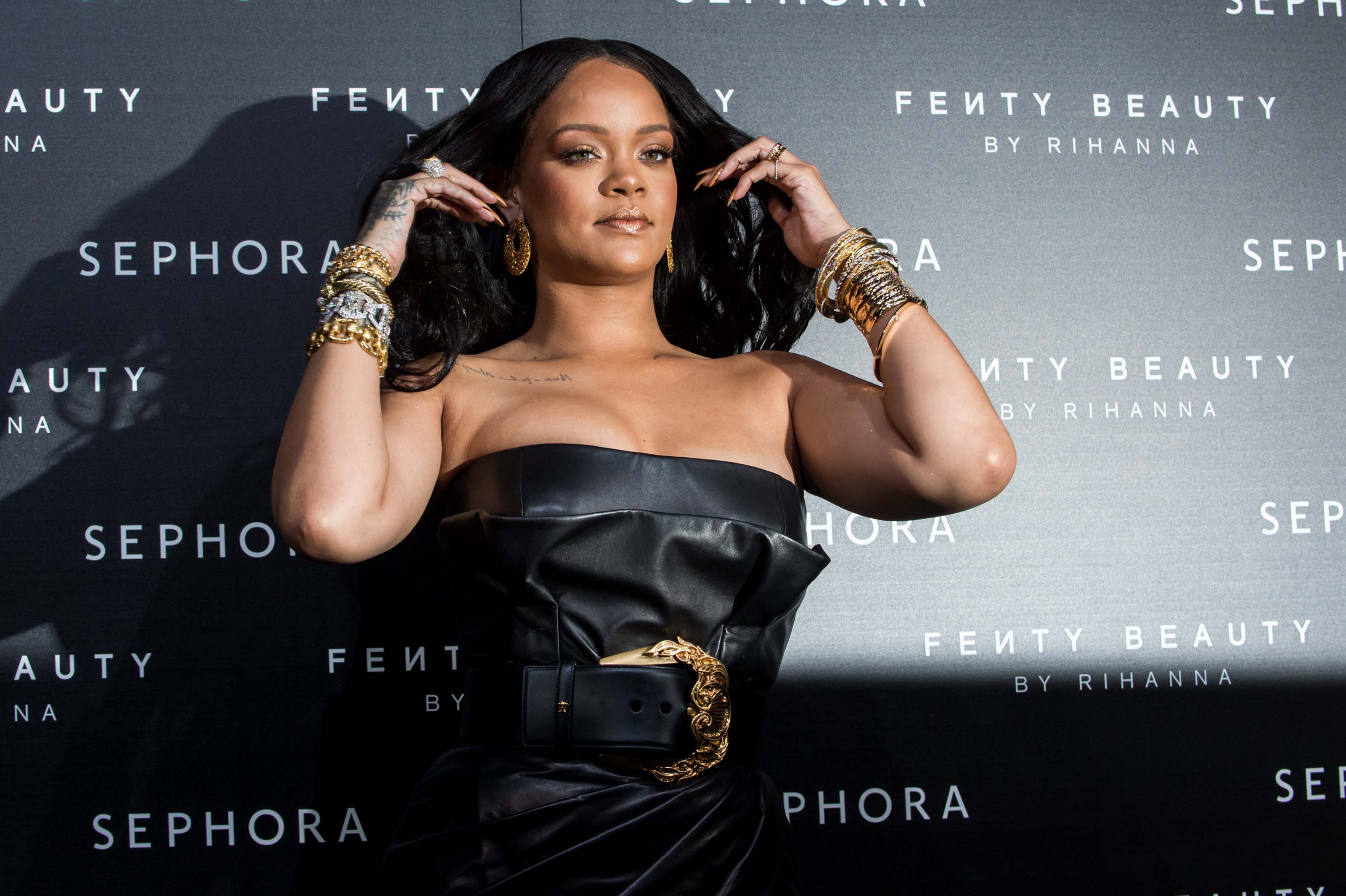 Rihanna at the launch of make-up “Fenty beauty” line