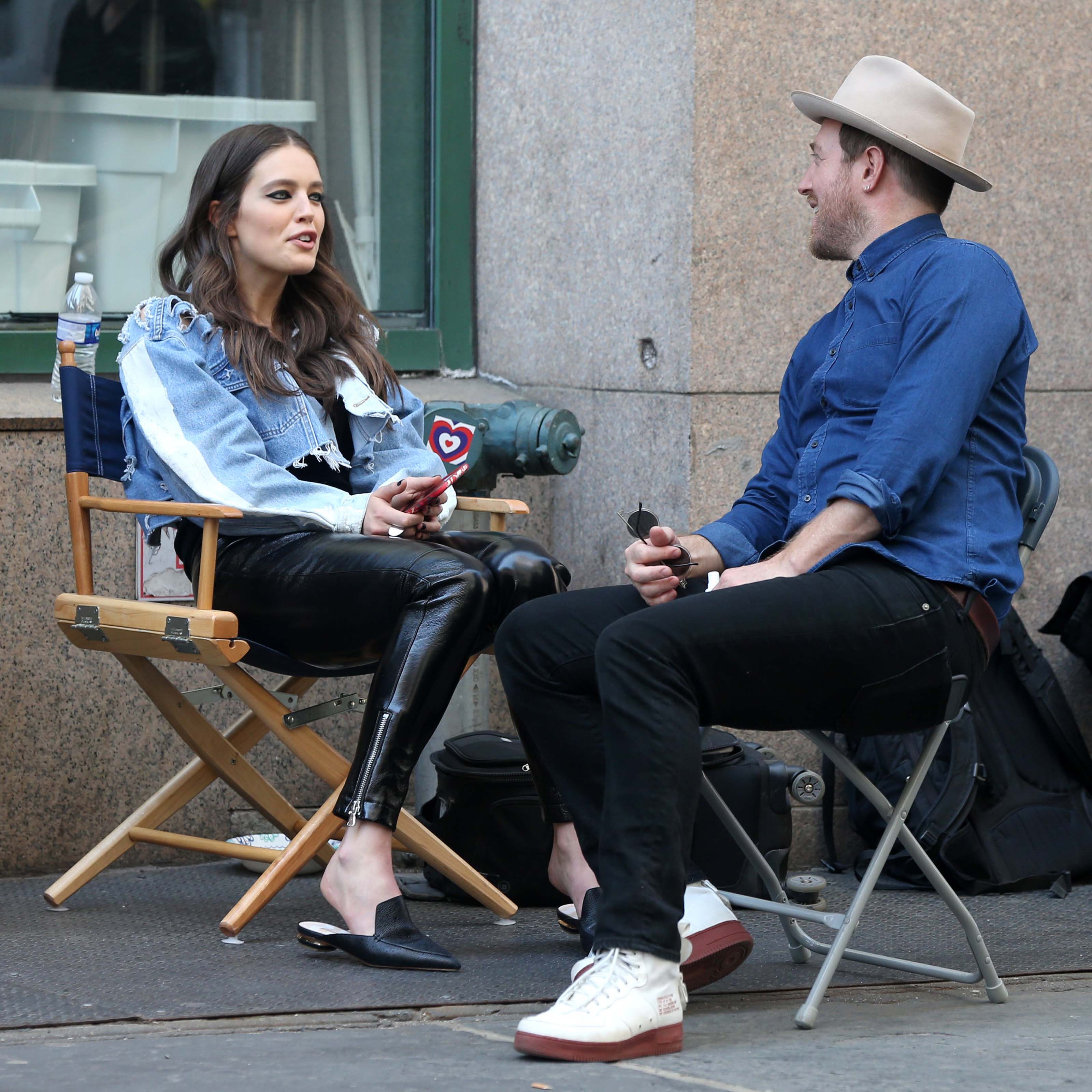 Emily DiDonato filming a Maybelline commercial