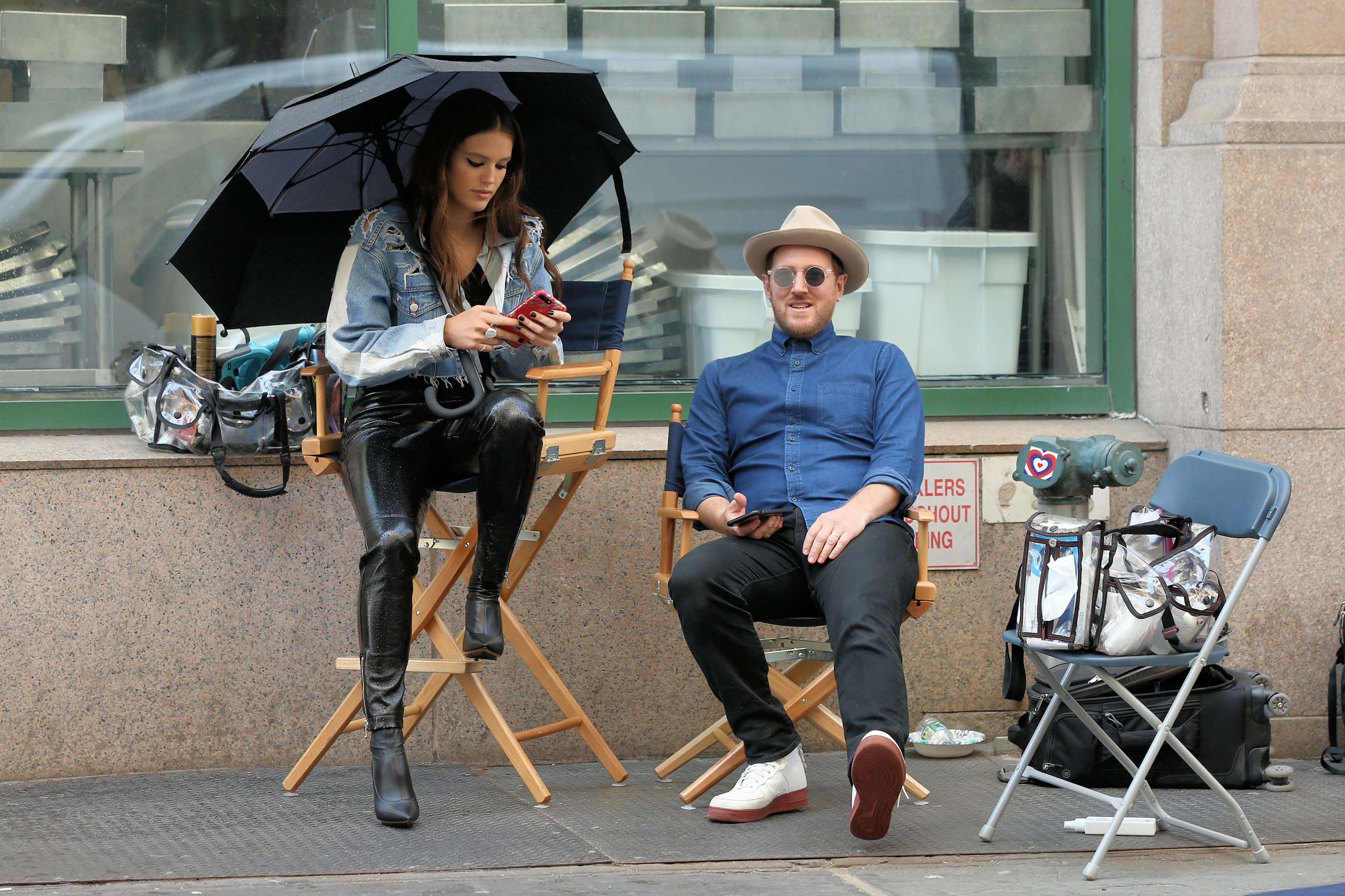 Emily DiDonato filming a Maybelline commercial