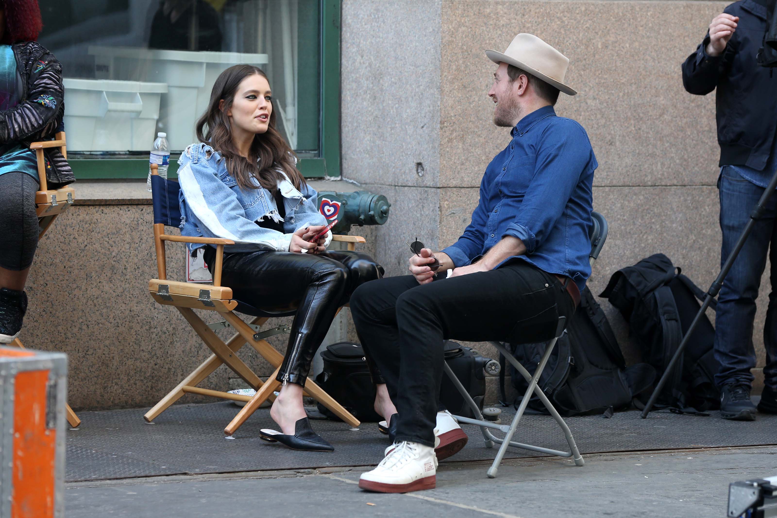 Emily DiDonato filming a Maybelline commercial