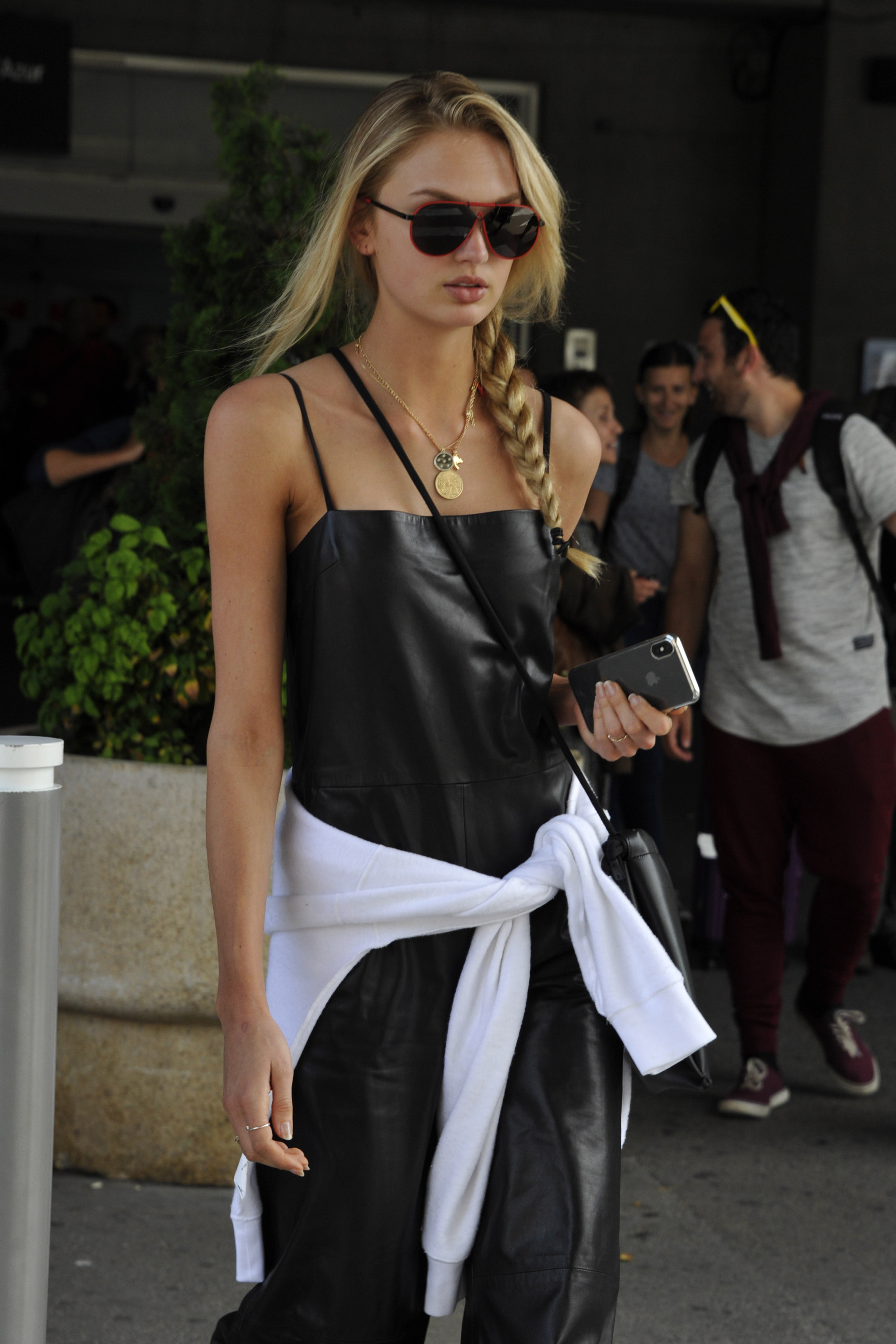 Romee Strijd arrives at Nice Airport