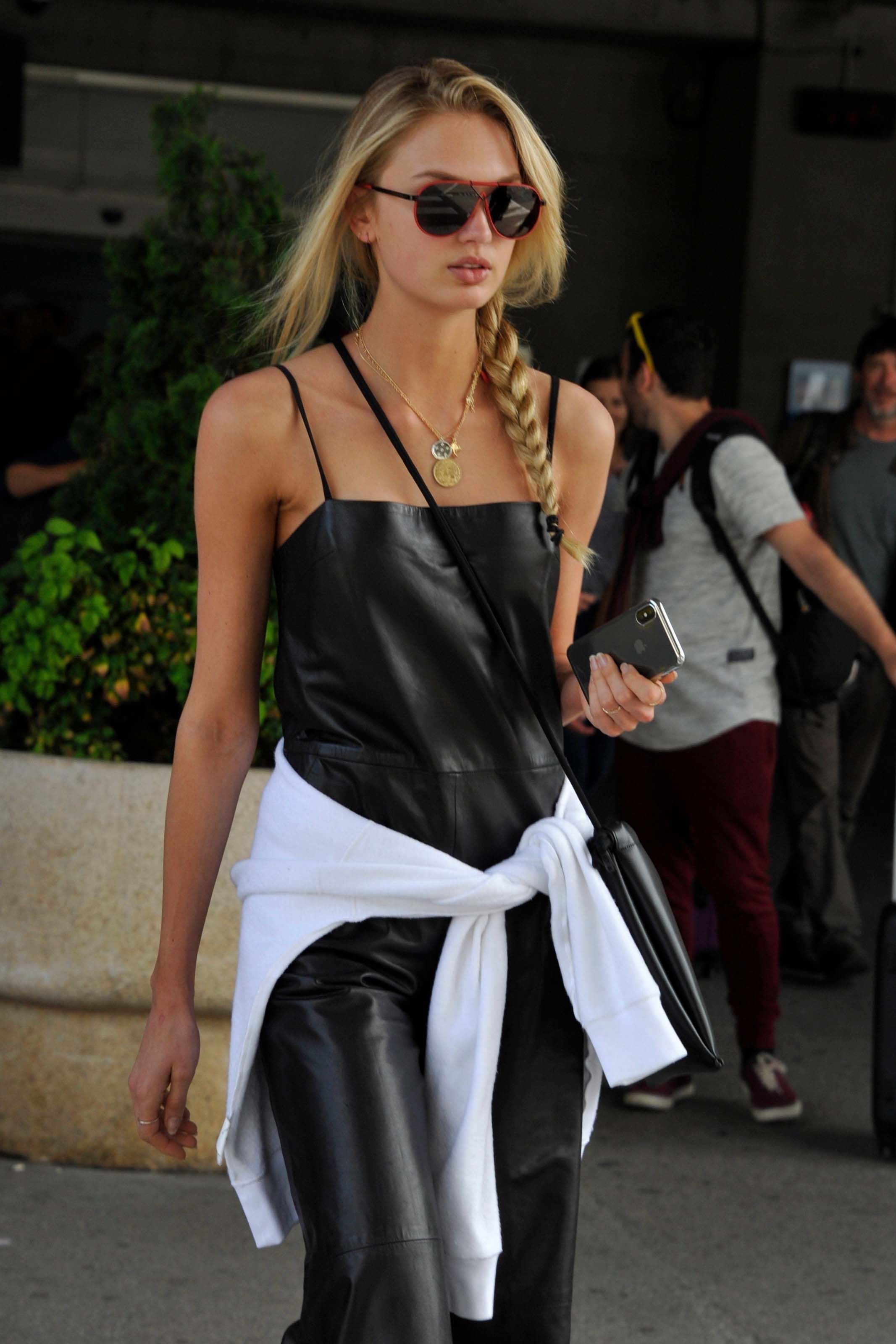 Romee Strijd arrives at Nice Airport