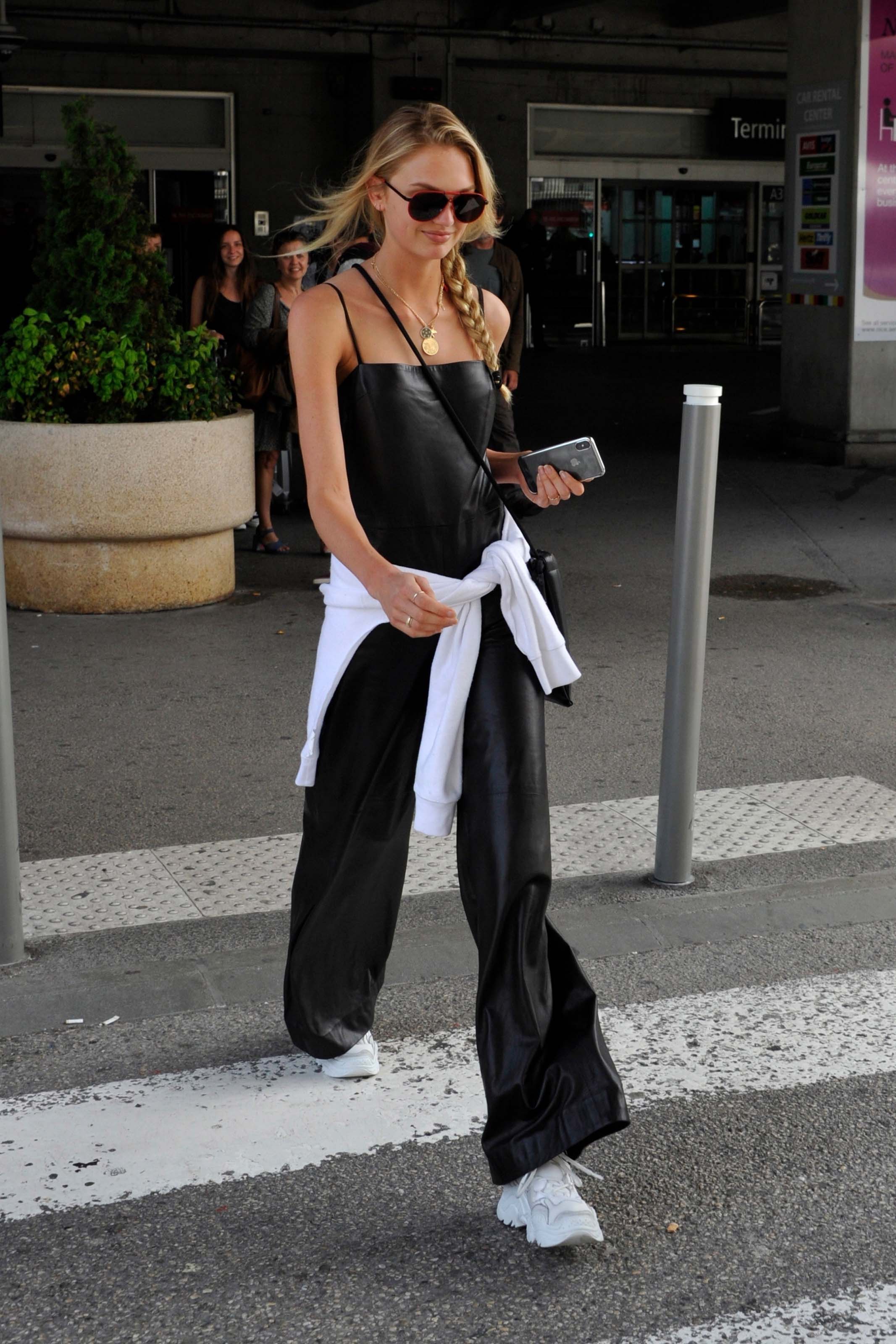 Romee Strijd arrives at Nice Airport