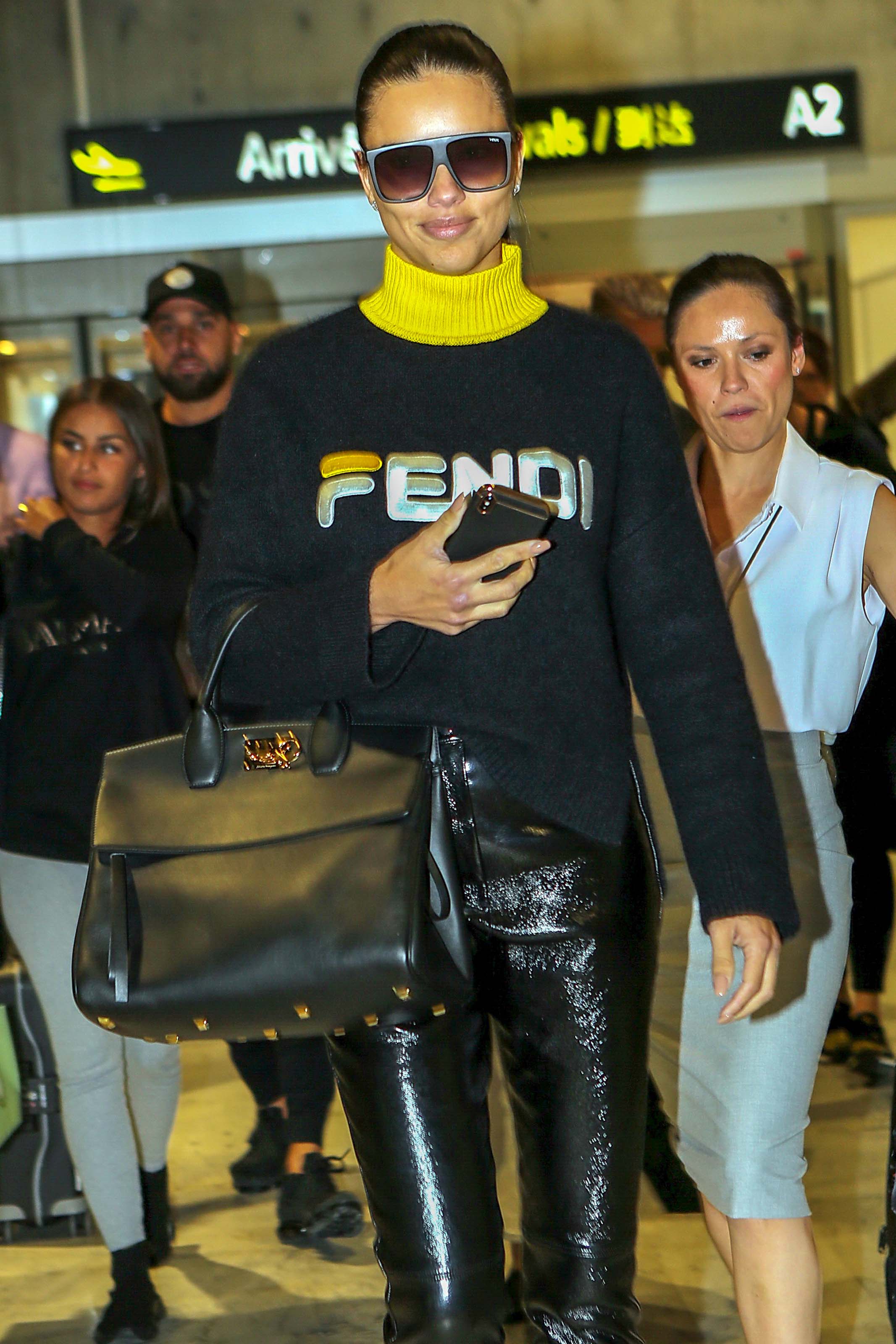 Adriana Lima arrives at Nice airport