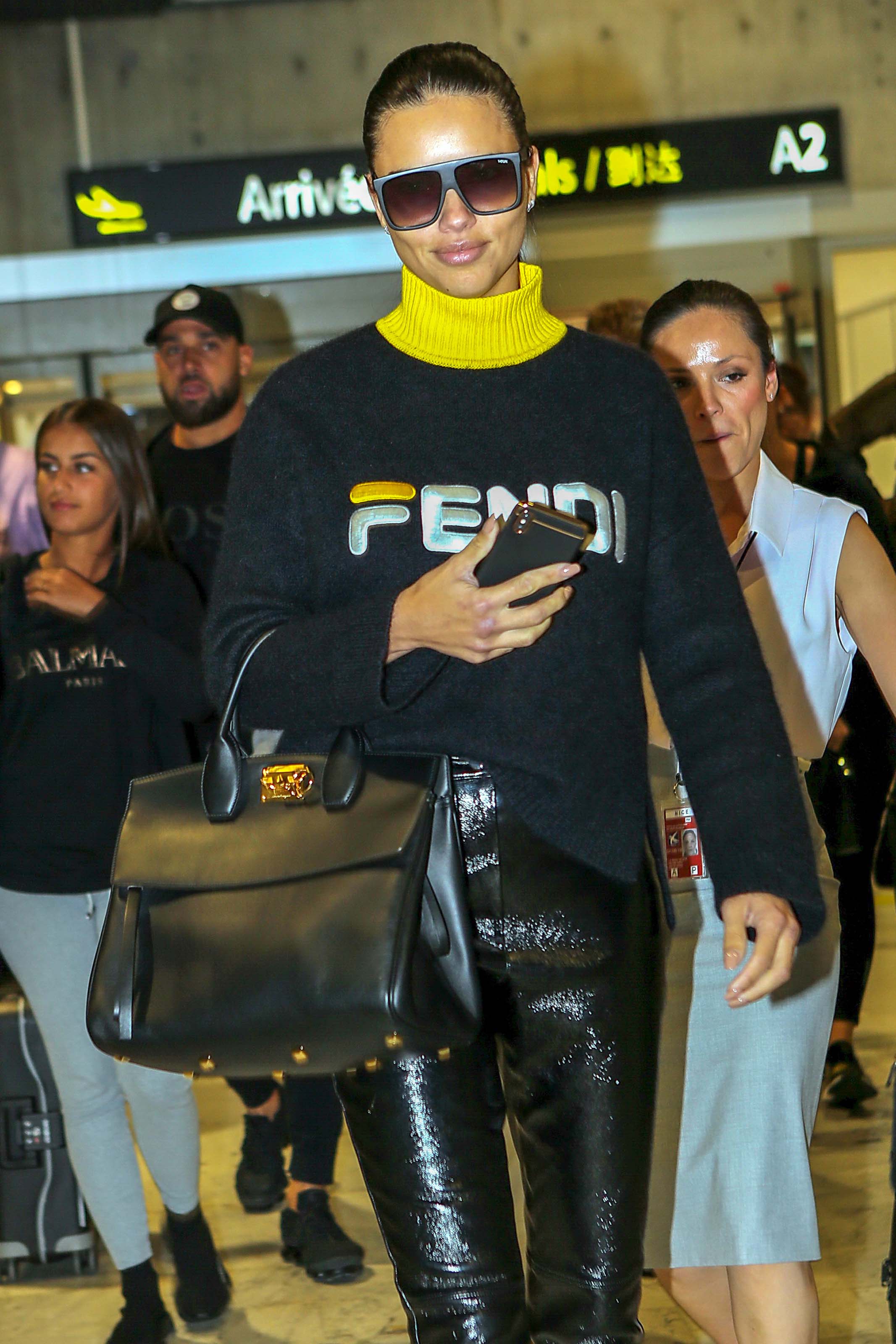 Adriana Lima arrives at Nice airport