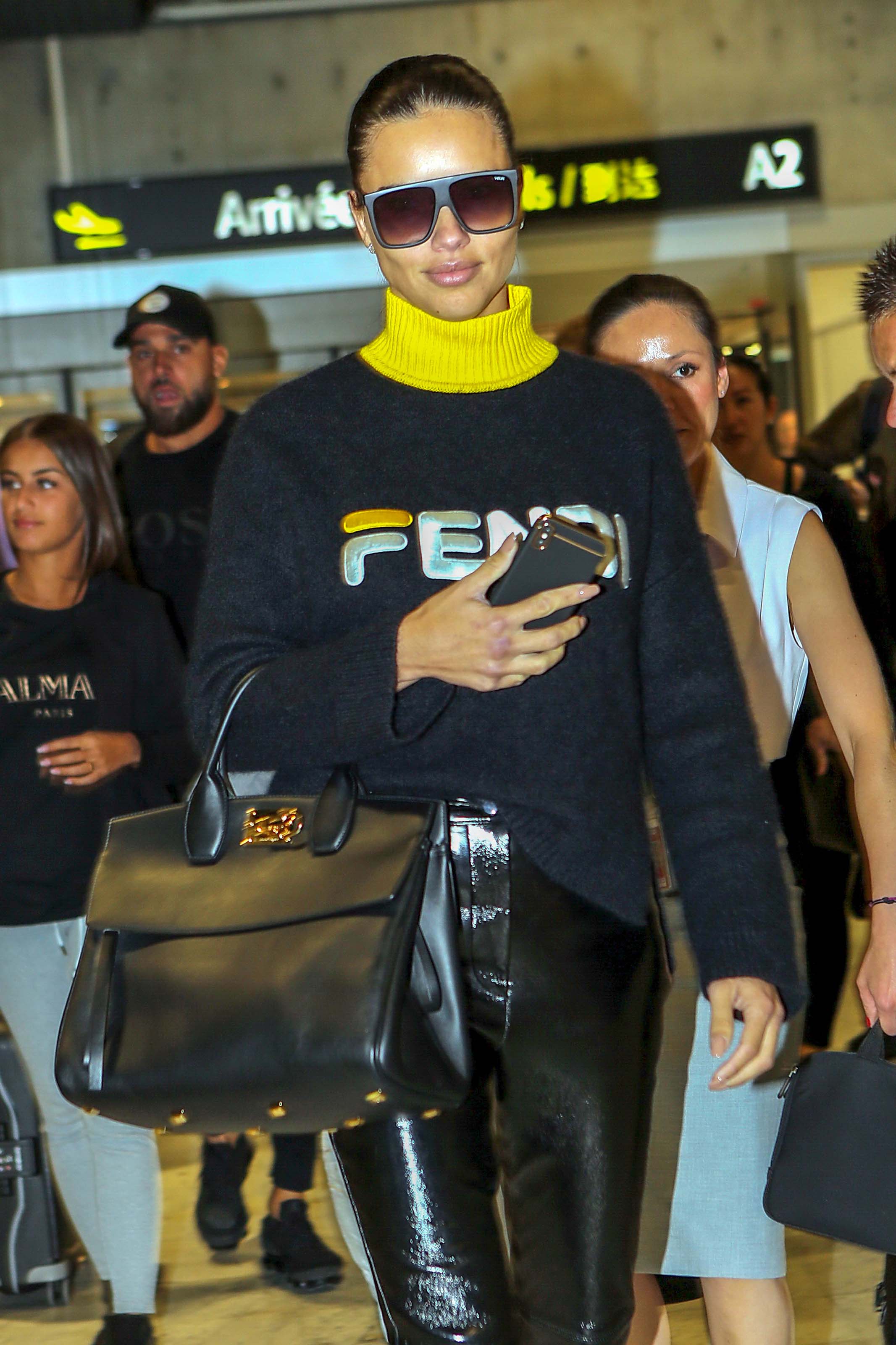 Adriana Lima arrives at Nice airport