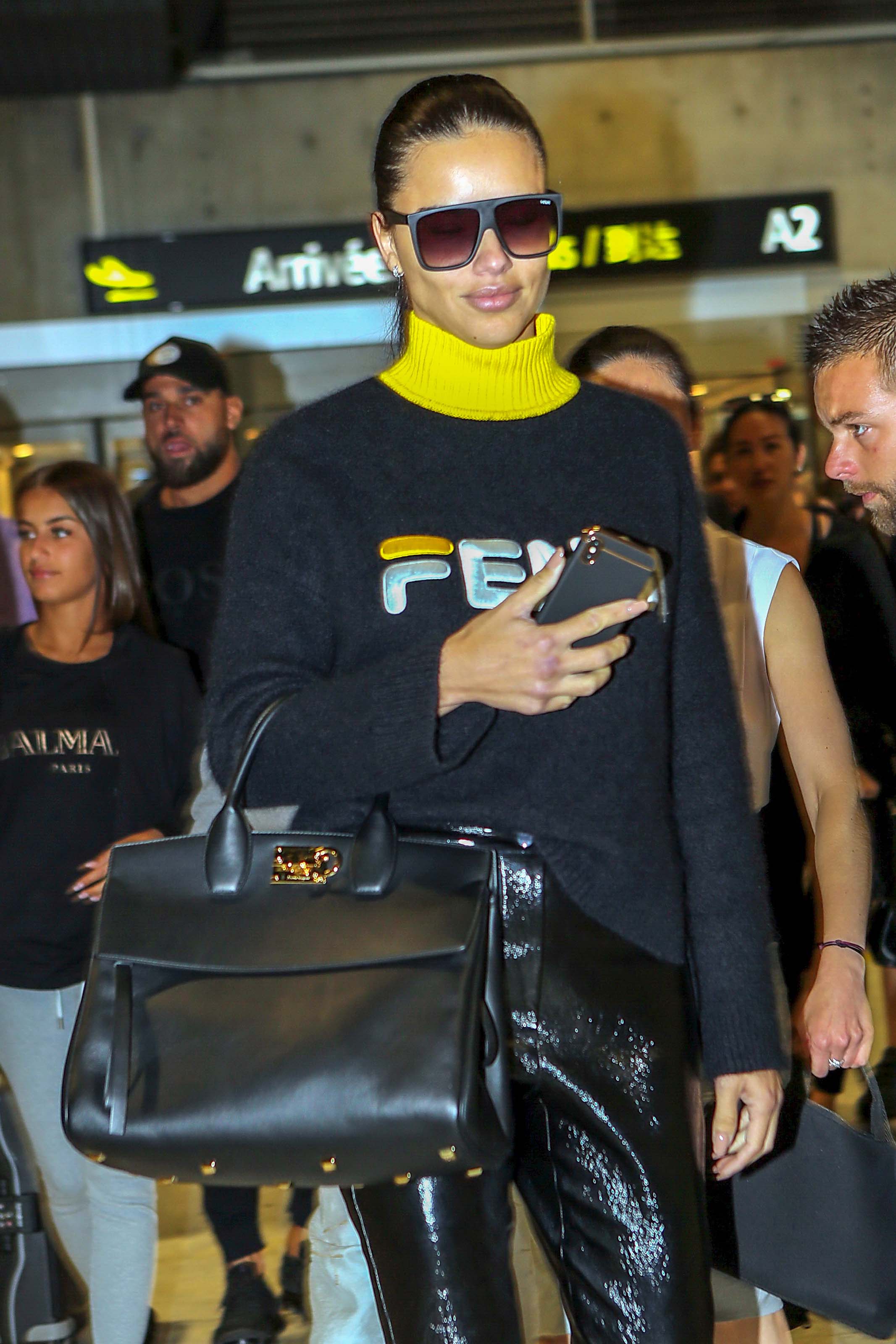 Adriana Lima arrives at Nice airport