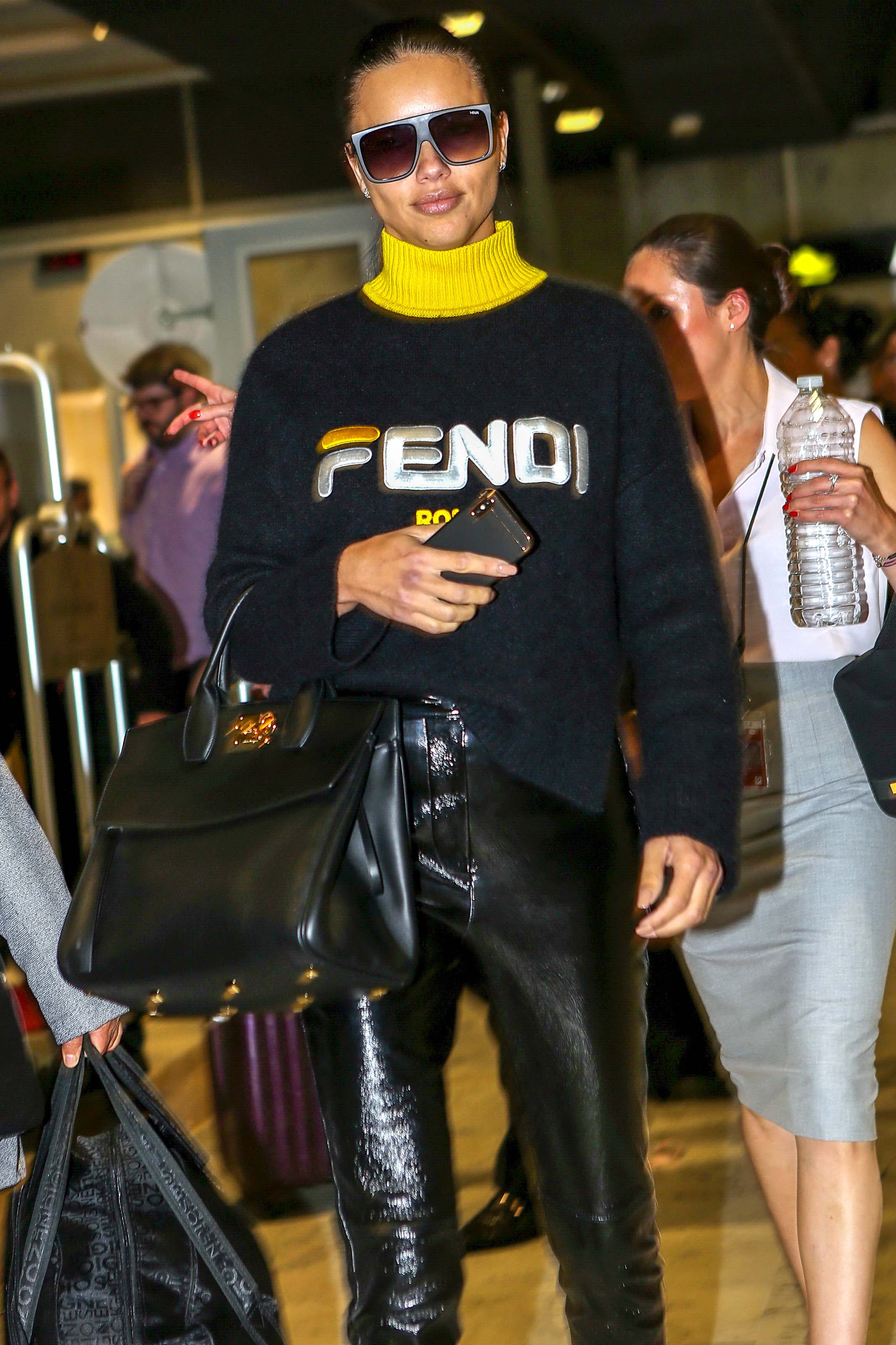 Adriana Lima arrives at Nice airport