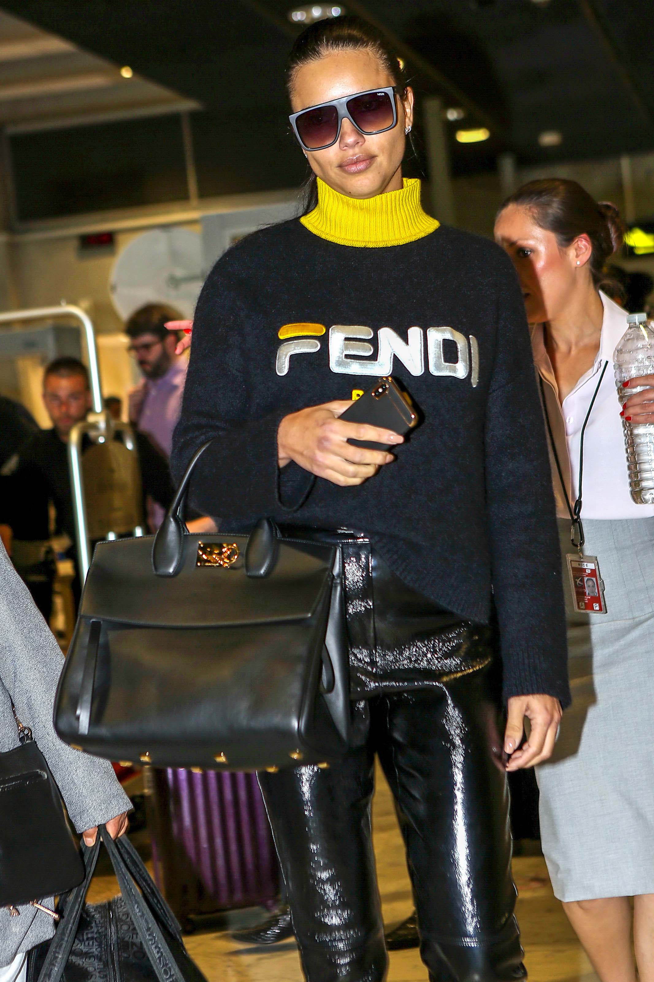 Adriana Lima arrives at Nice airport