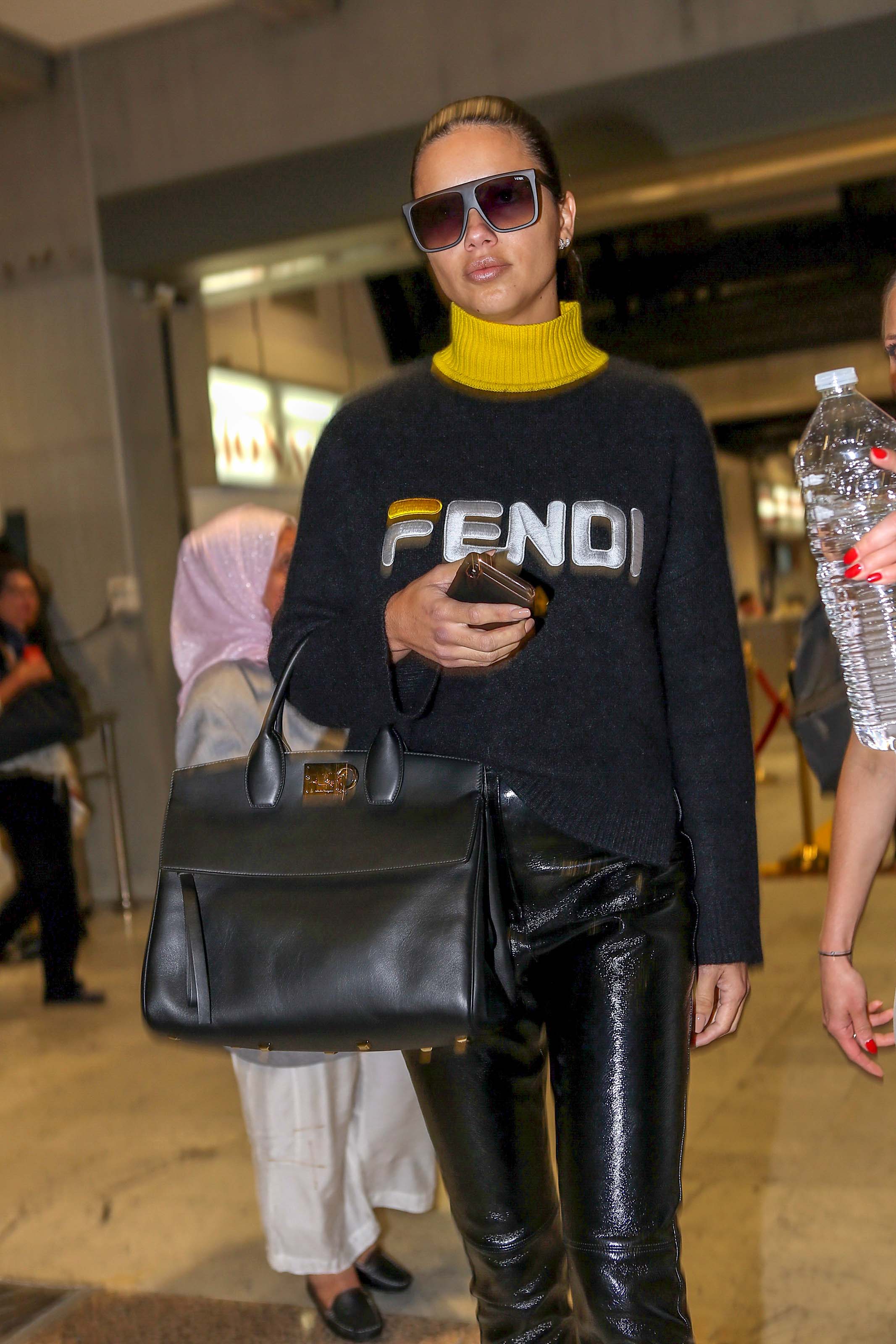 Adriana Lima arrives at Nice airport