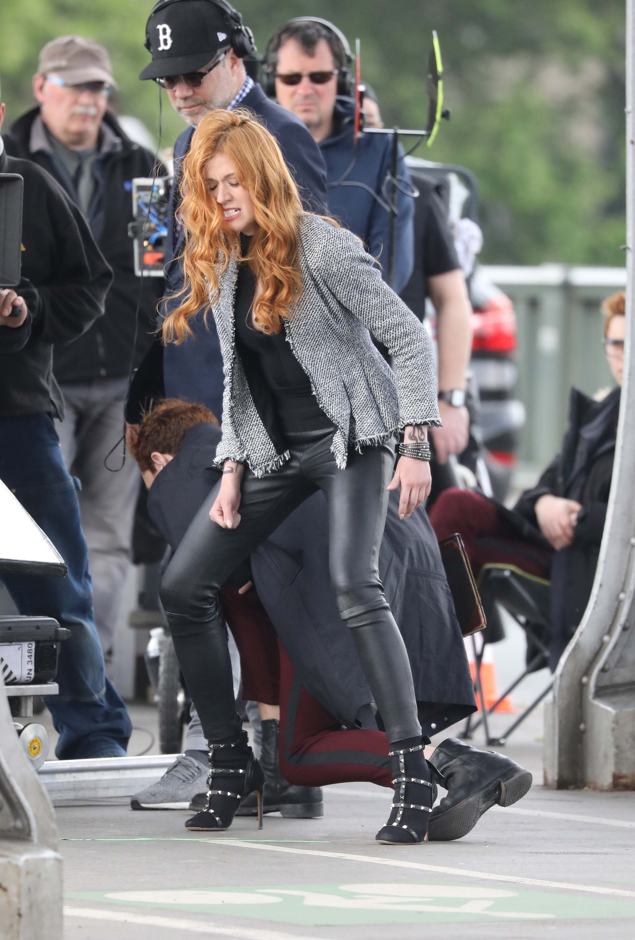 Katherine McNamara filming Shadowhunters