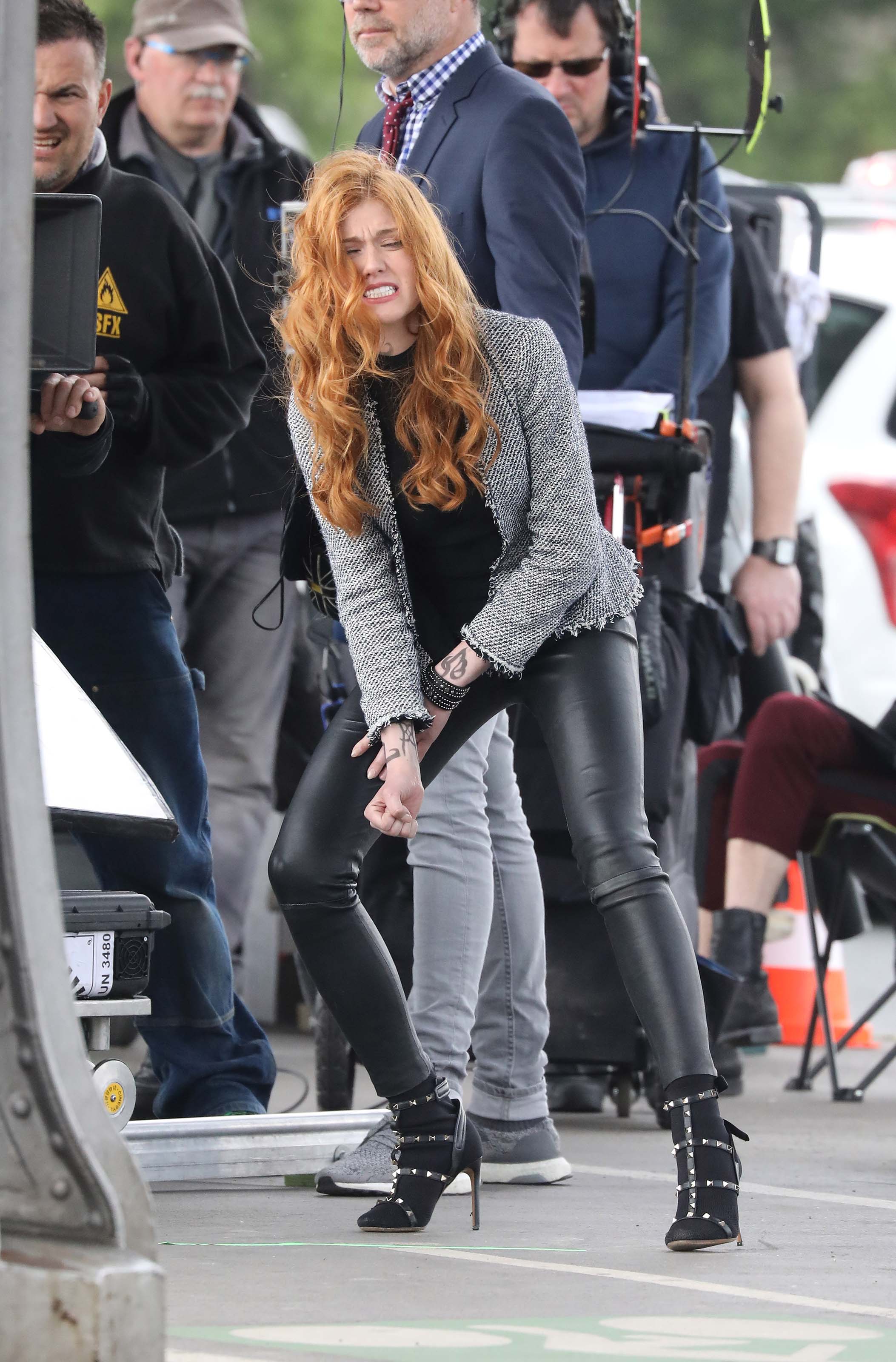 Katherine McNamara filming Shadowhunters