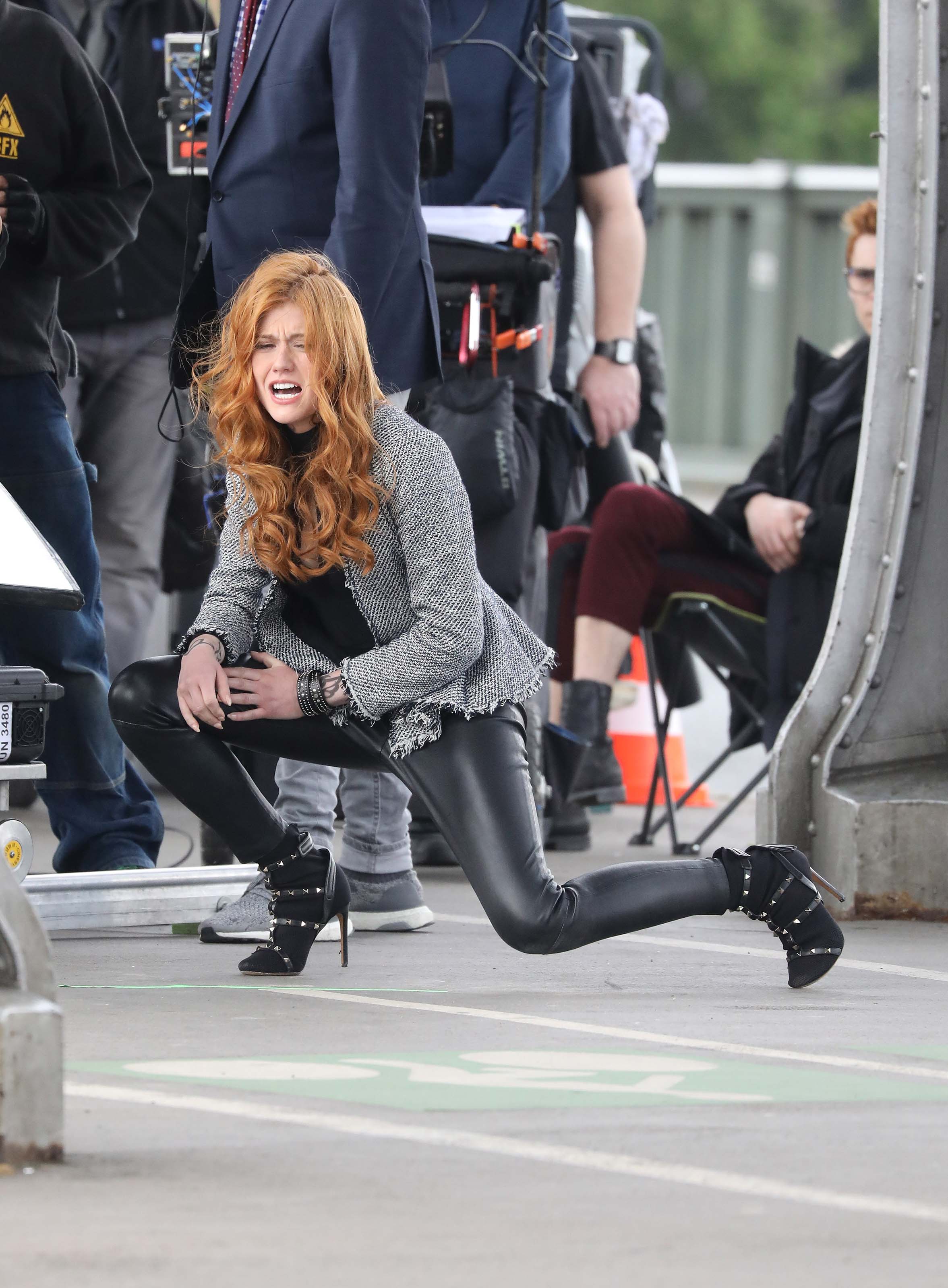 Katherine McNamara filming Shadowhunters