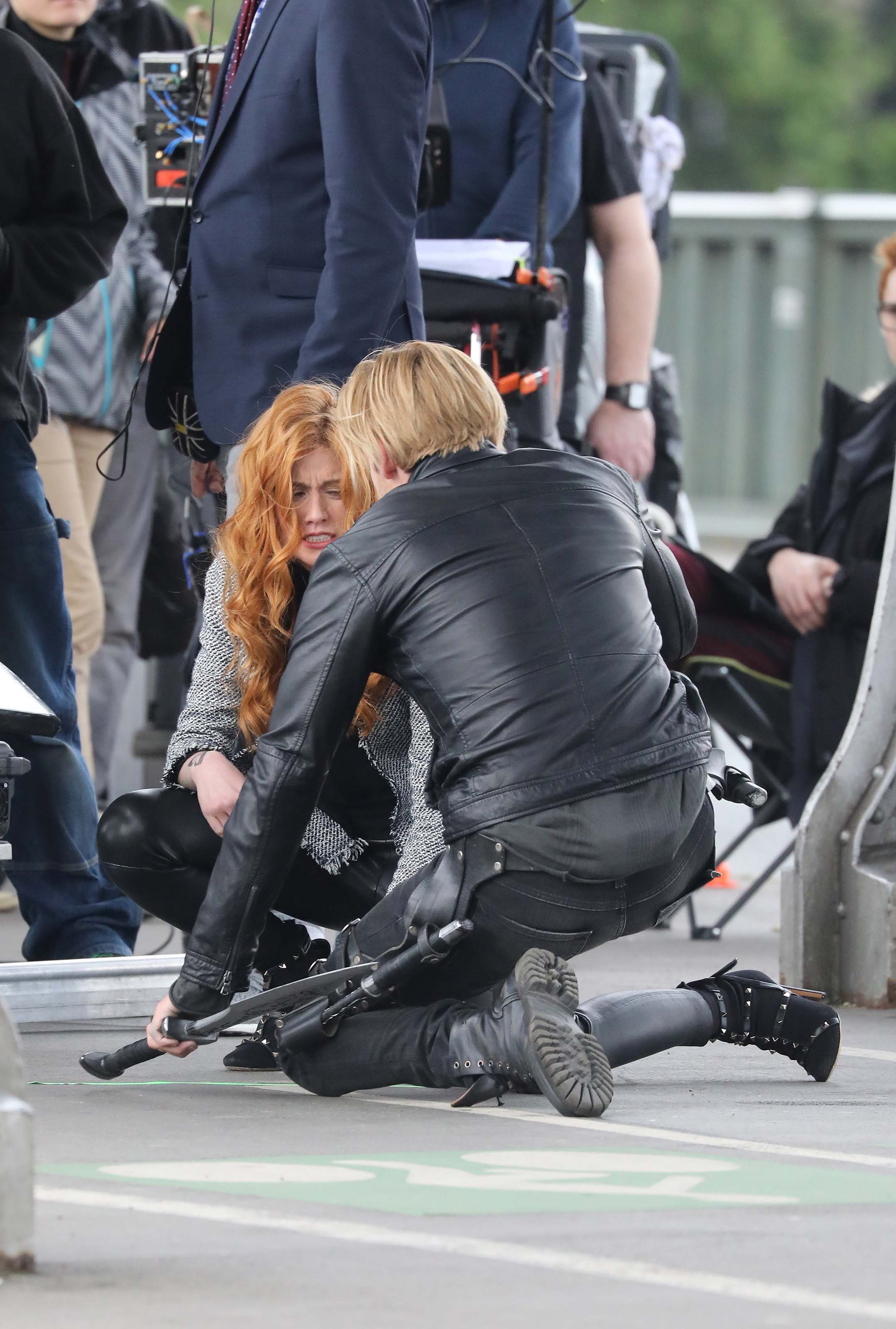 Katherine McNamara filming Shadowhunters