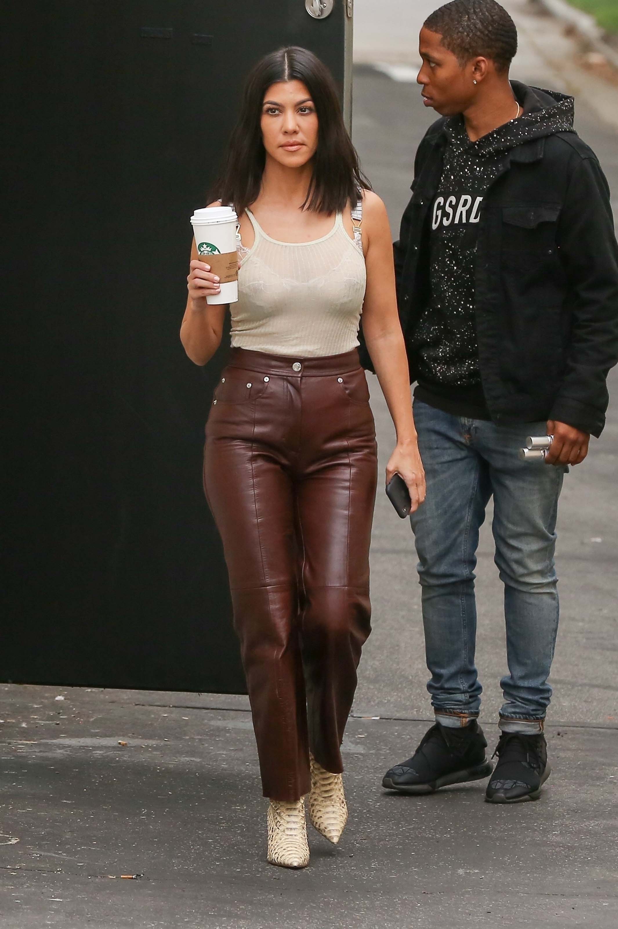 Kourtney Kardashian leaving the Kardashian family studio