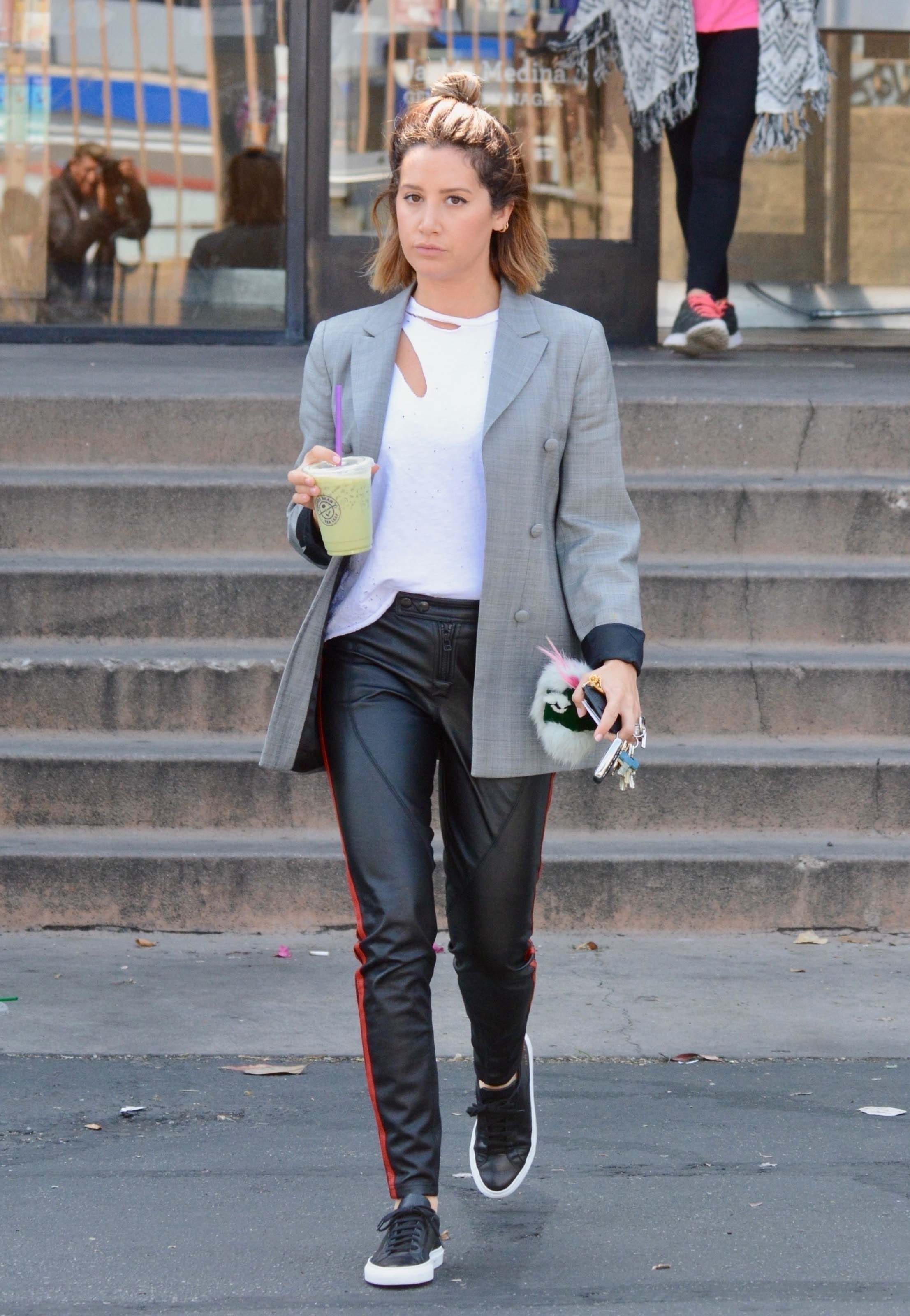 Ashley Tisdale leaving The Coffee Bean & Tea Leaf