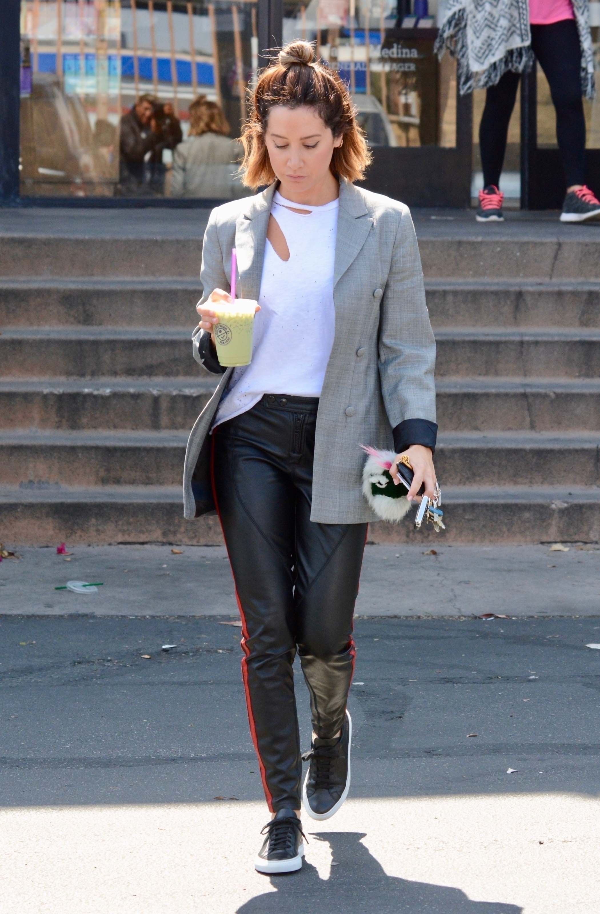 Ashley Tisdale leaving The Coffee Bean & Tea Leaf