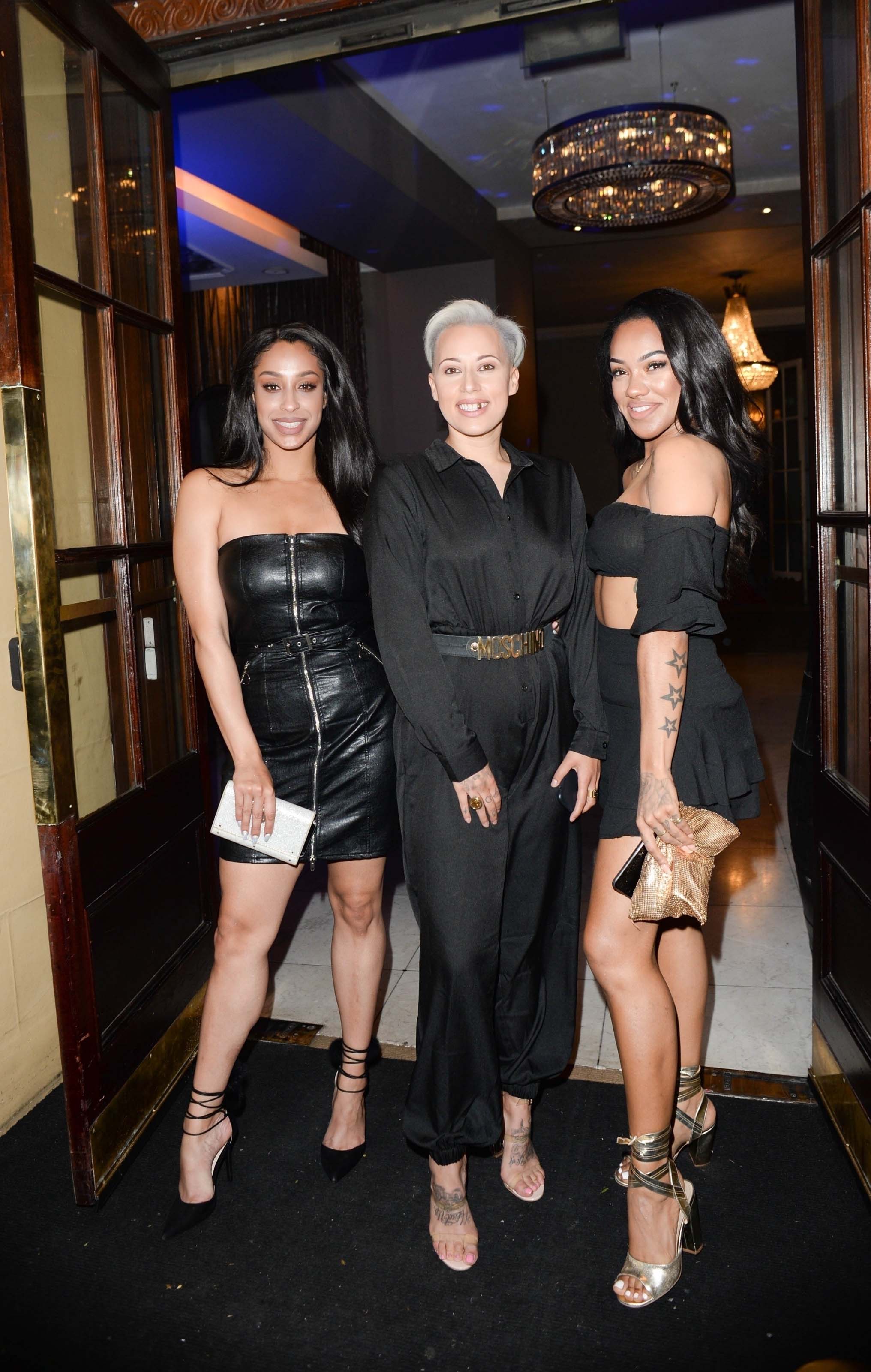 Stooshe spotted outside the Waldorf Hilton