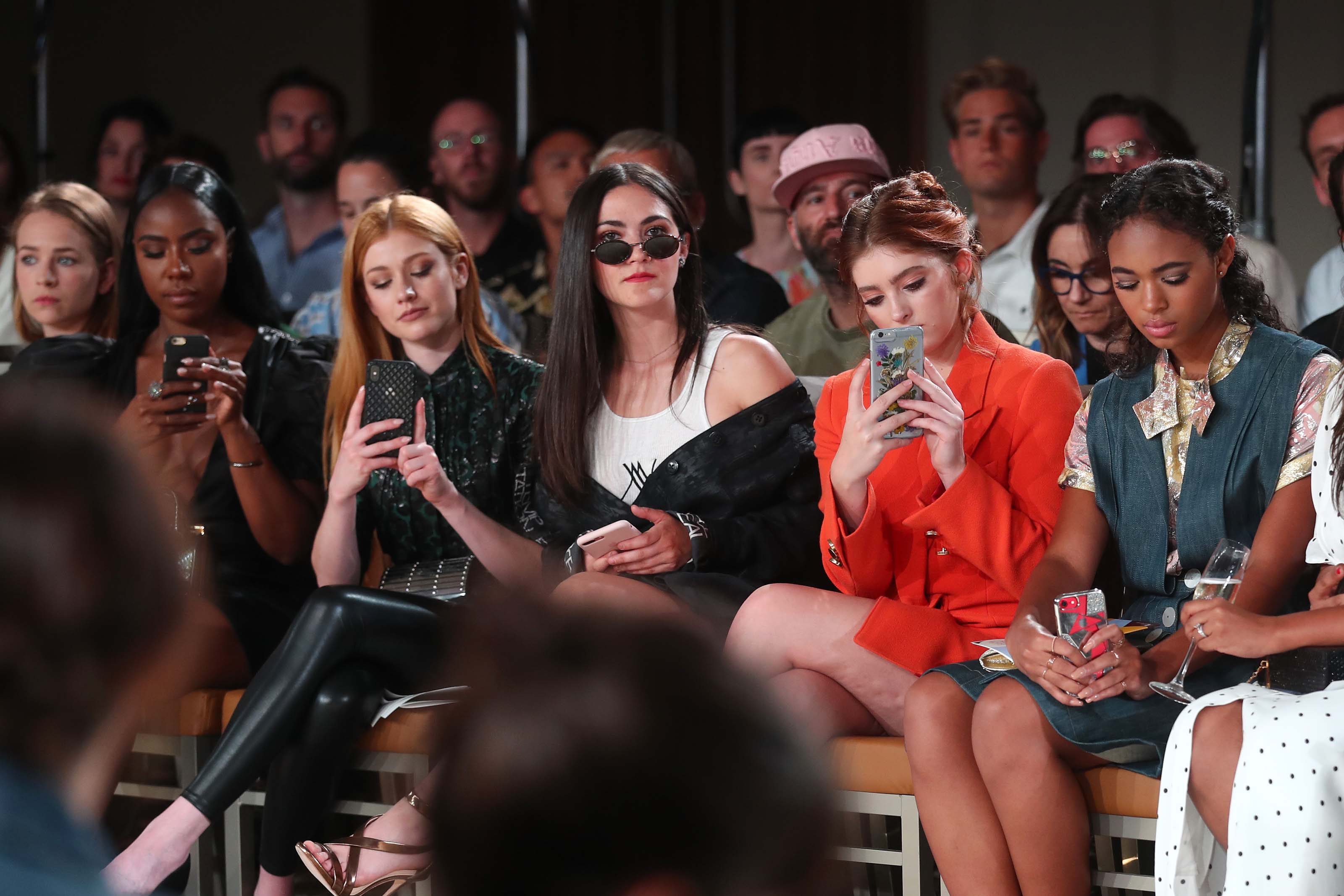 Katherine McNamara attends Wolk Morais Collection 7 Fashion Show