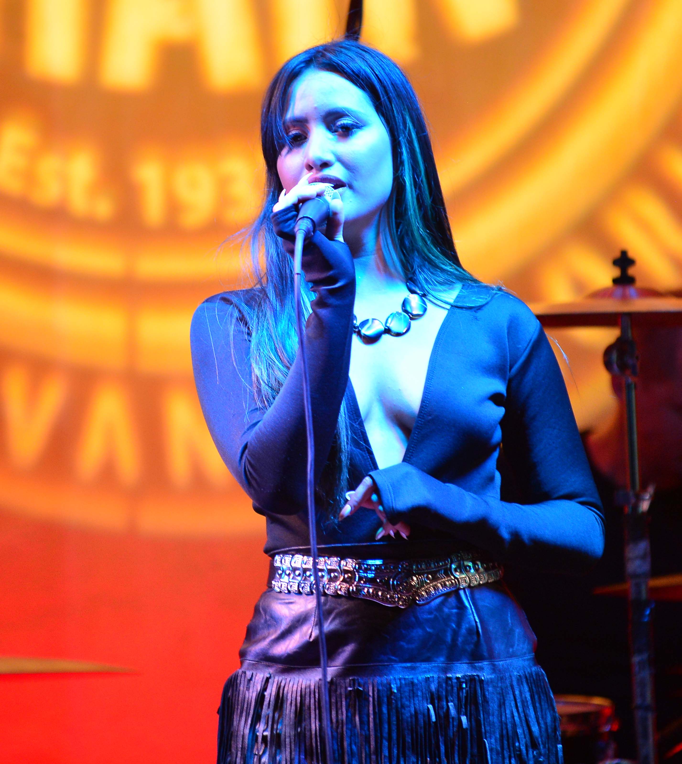 Michelle Sussett performs on stage