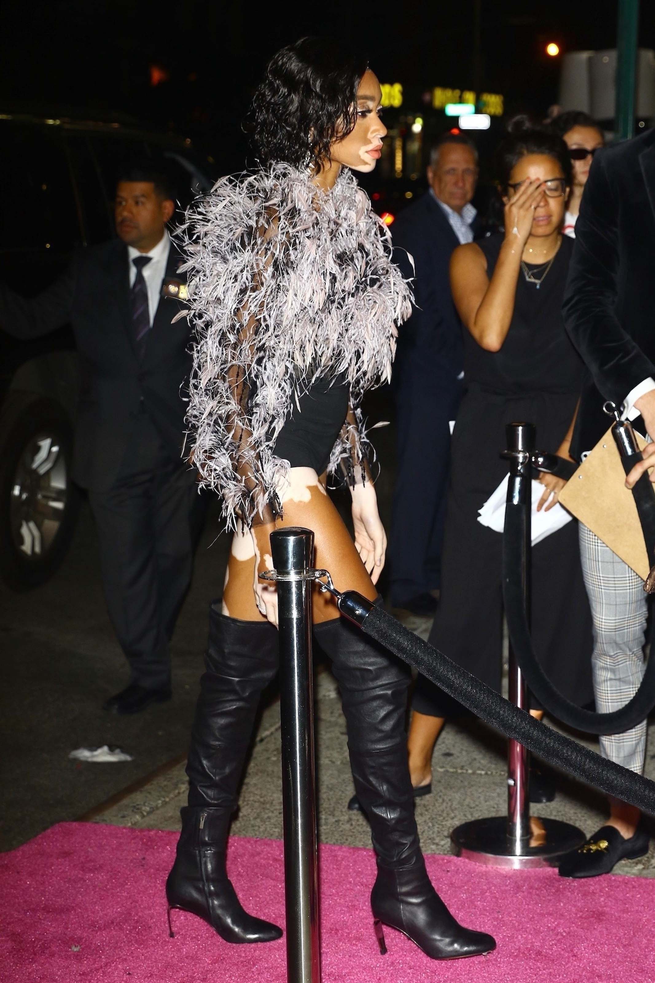 Winnie Harlow arriving at JLo’s VMA Afterparty