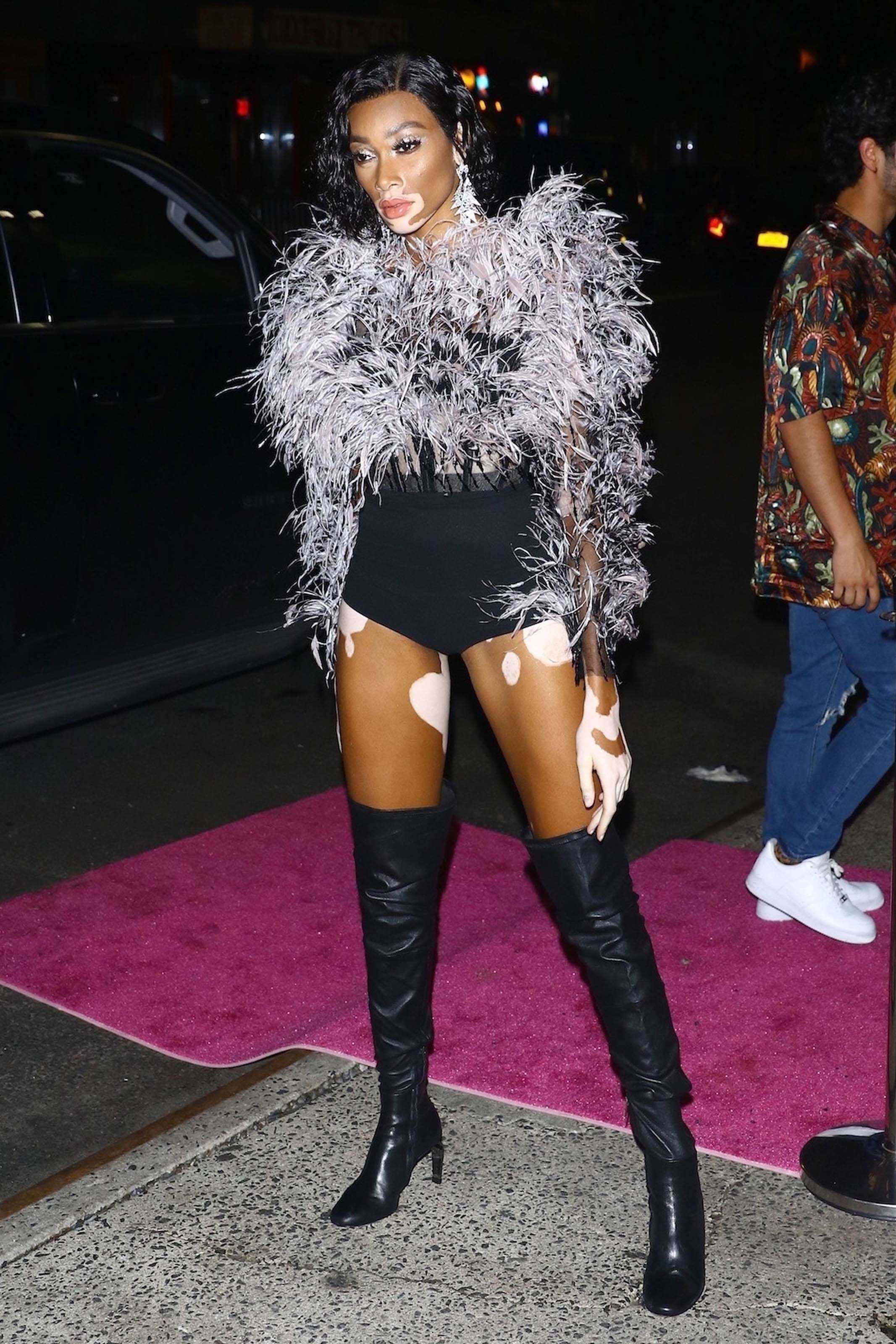Winnie Harlow arriving at JLo’s VMA Afterparty