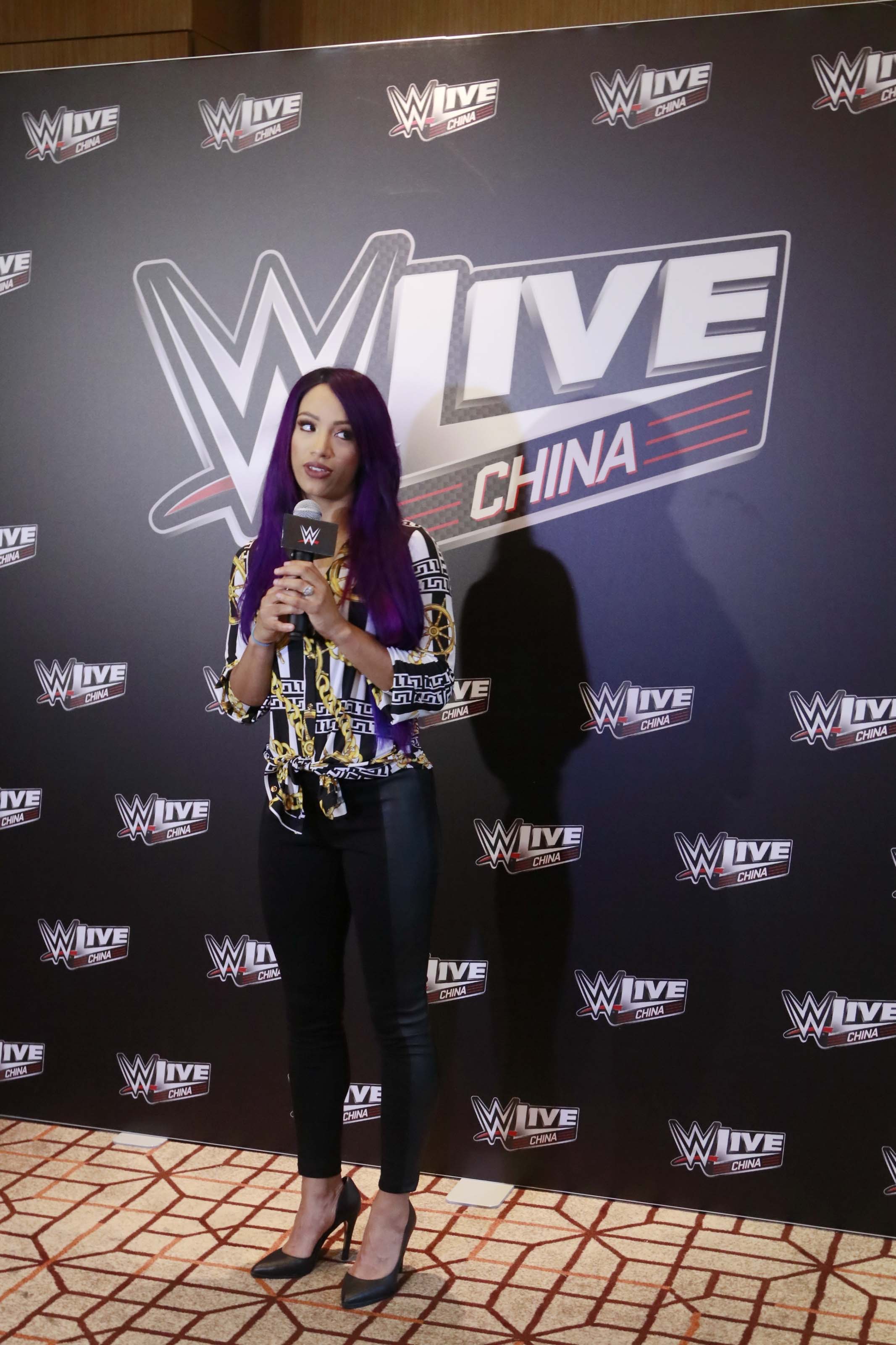 Sasha Banks attends WWE press conference