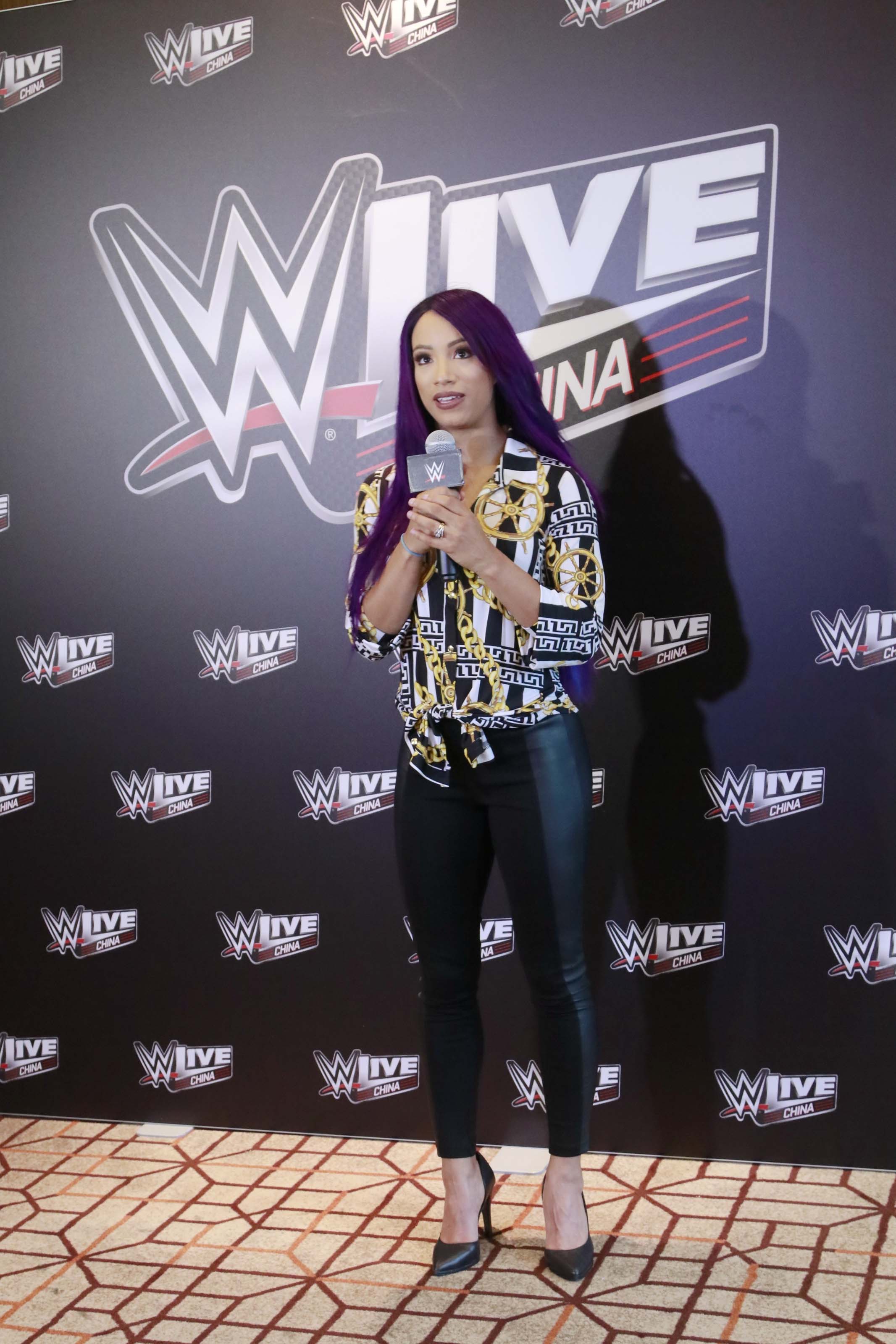 Sasha Banks attends WWE press conference