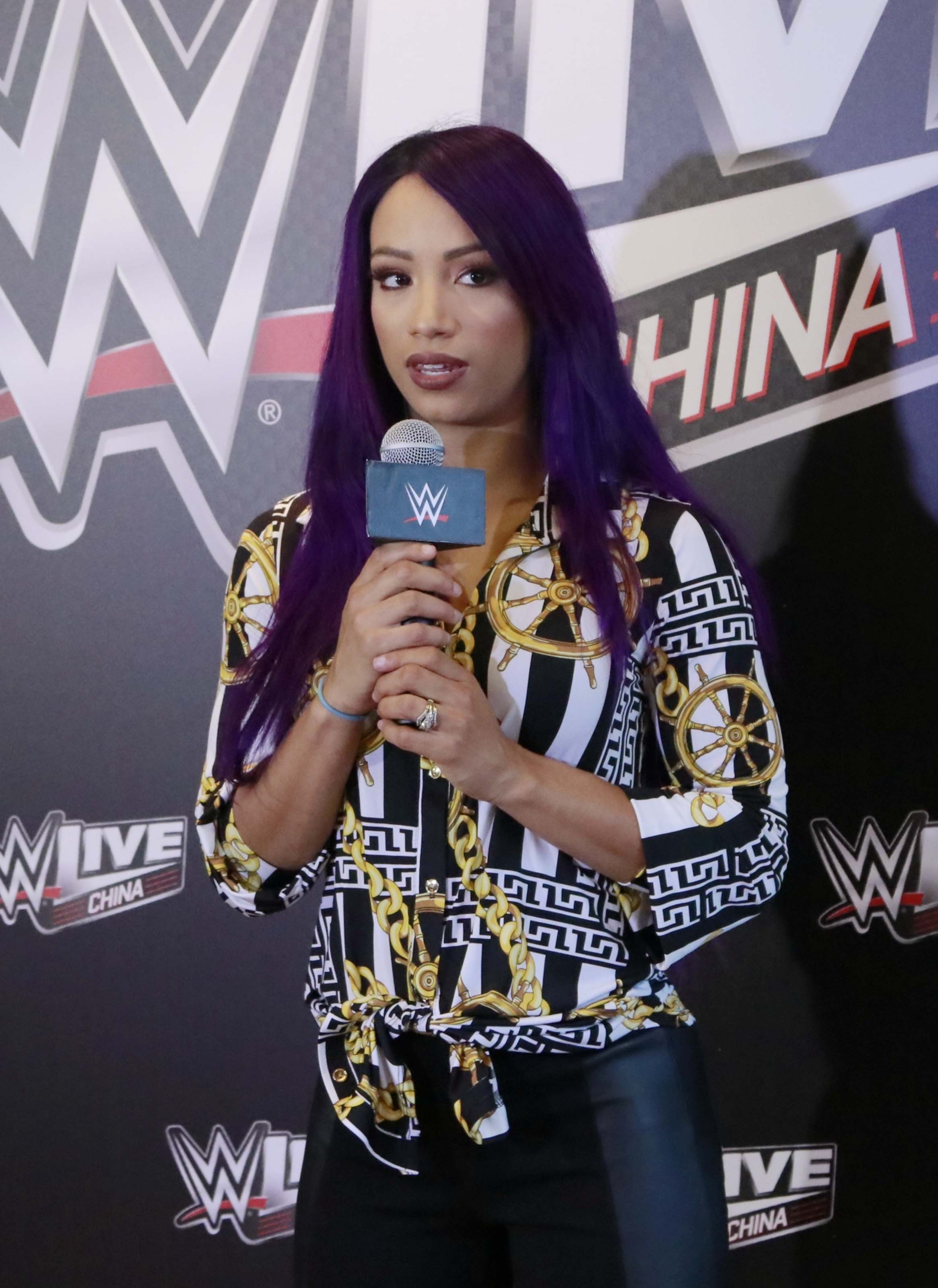 Sasha Banks attends WWE press conference