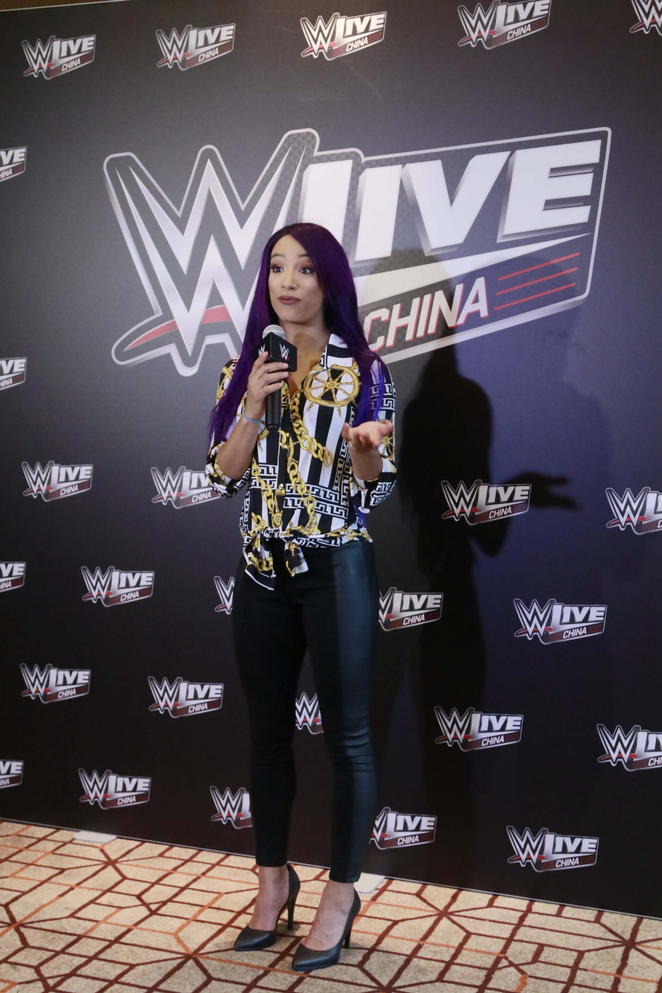 Sasha Banks attends WWE press conference