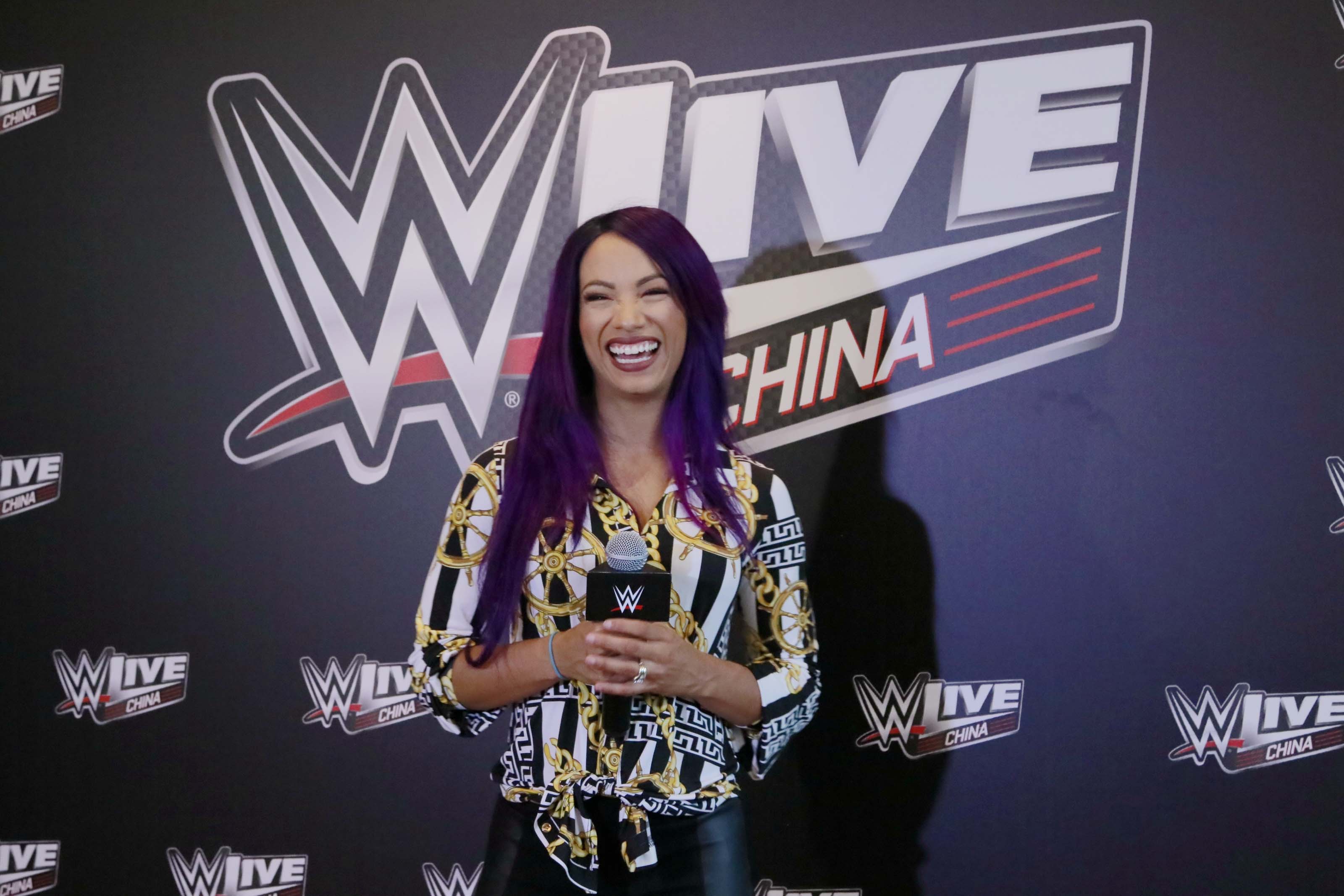 Sasha Banks attends WWE press conference