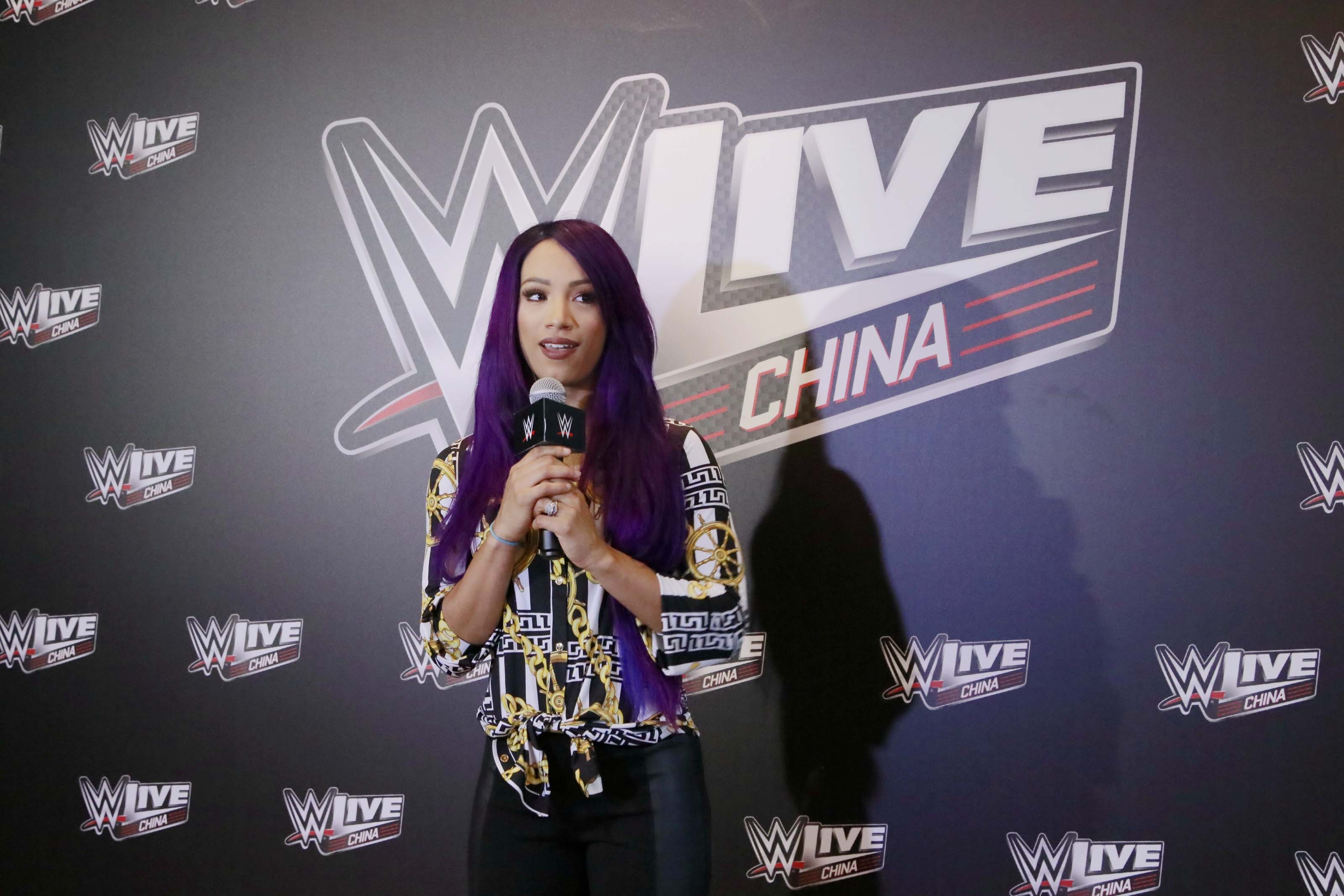 Sasha Banks attends WWE press conference