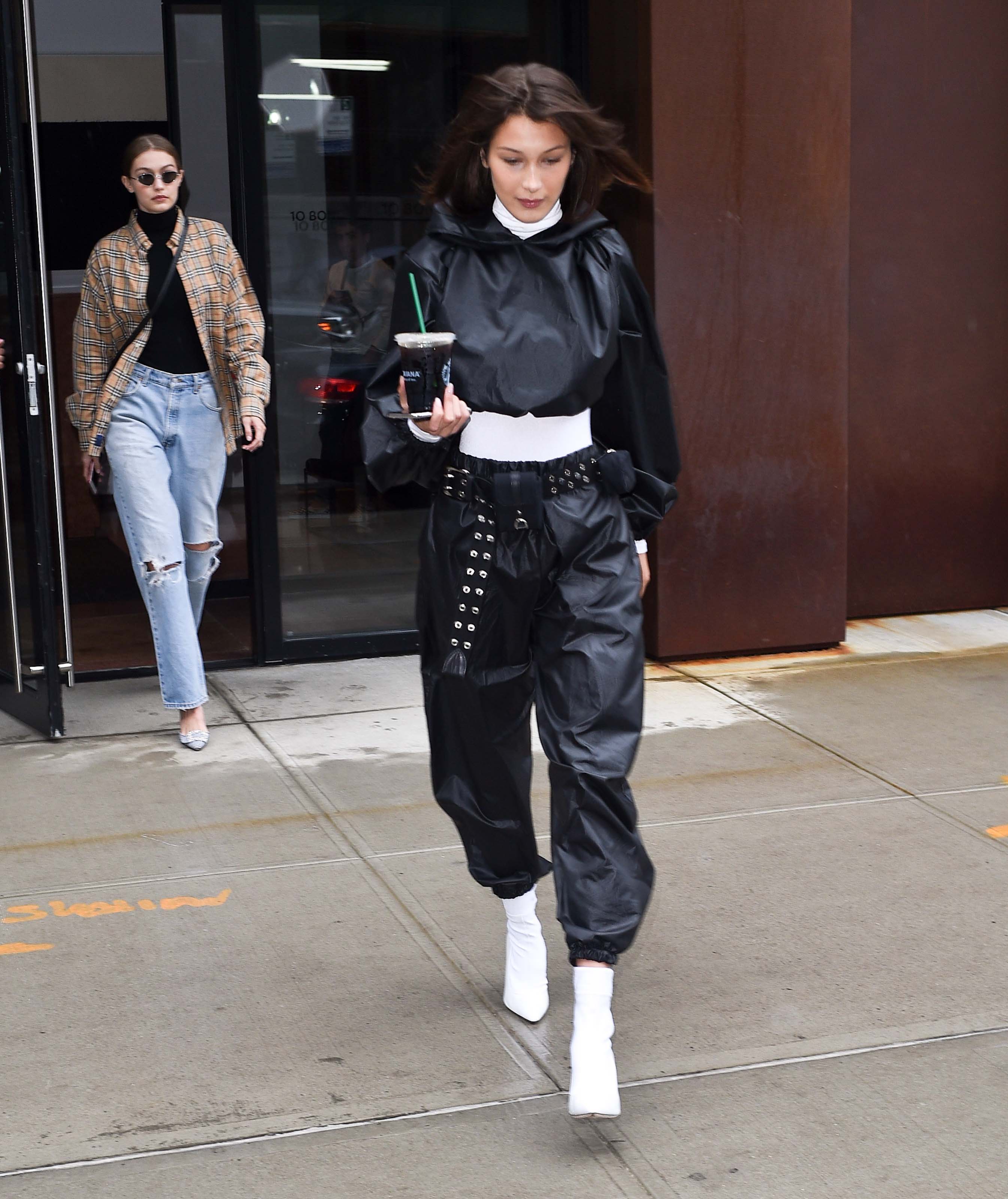 Bella Hadid seen at Gigi’s apartment