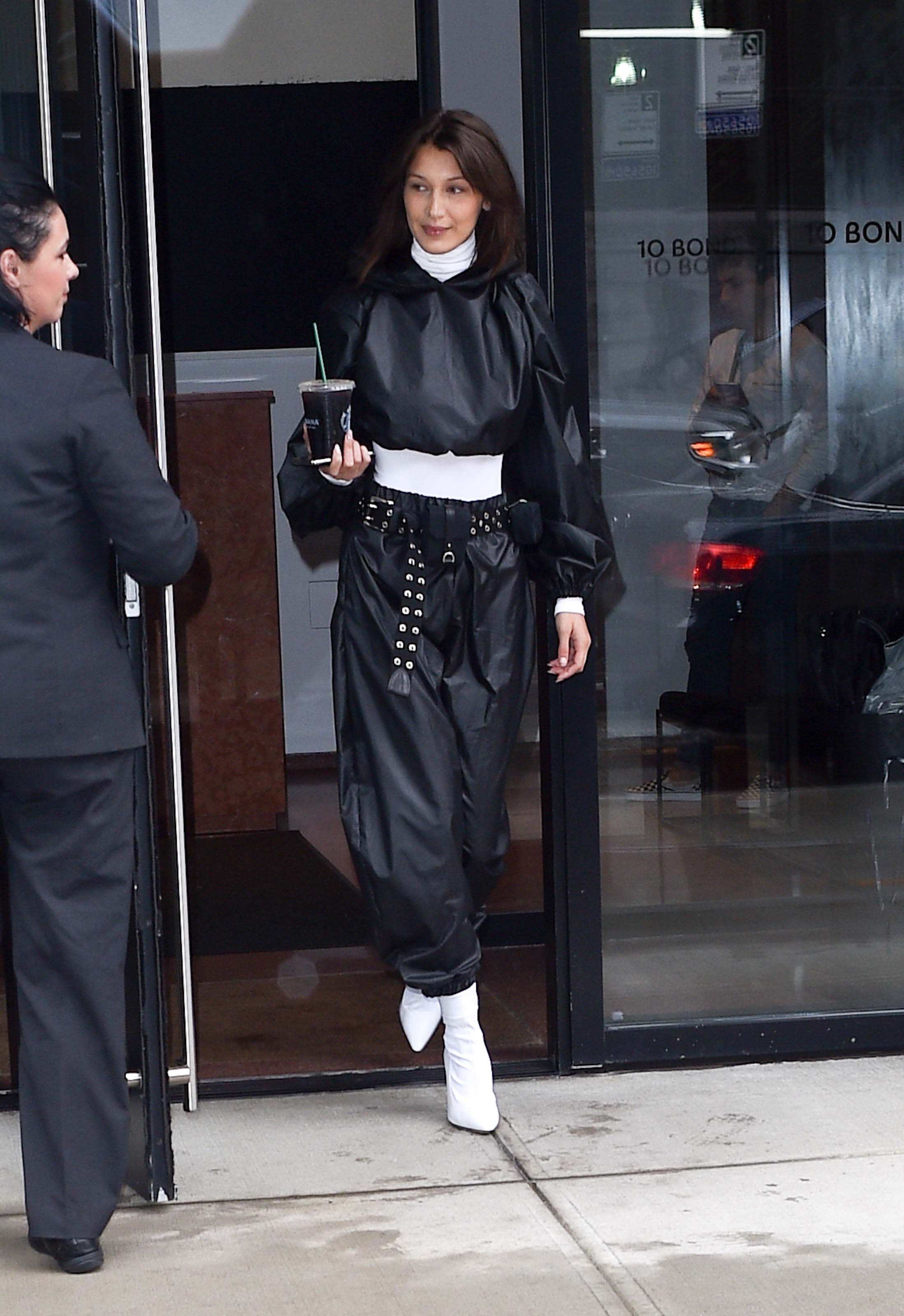 Bella Hadid seen at Gigi’s apartment