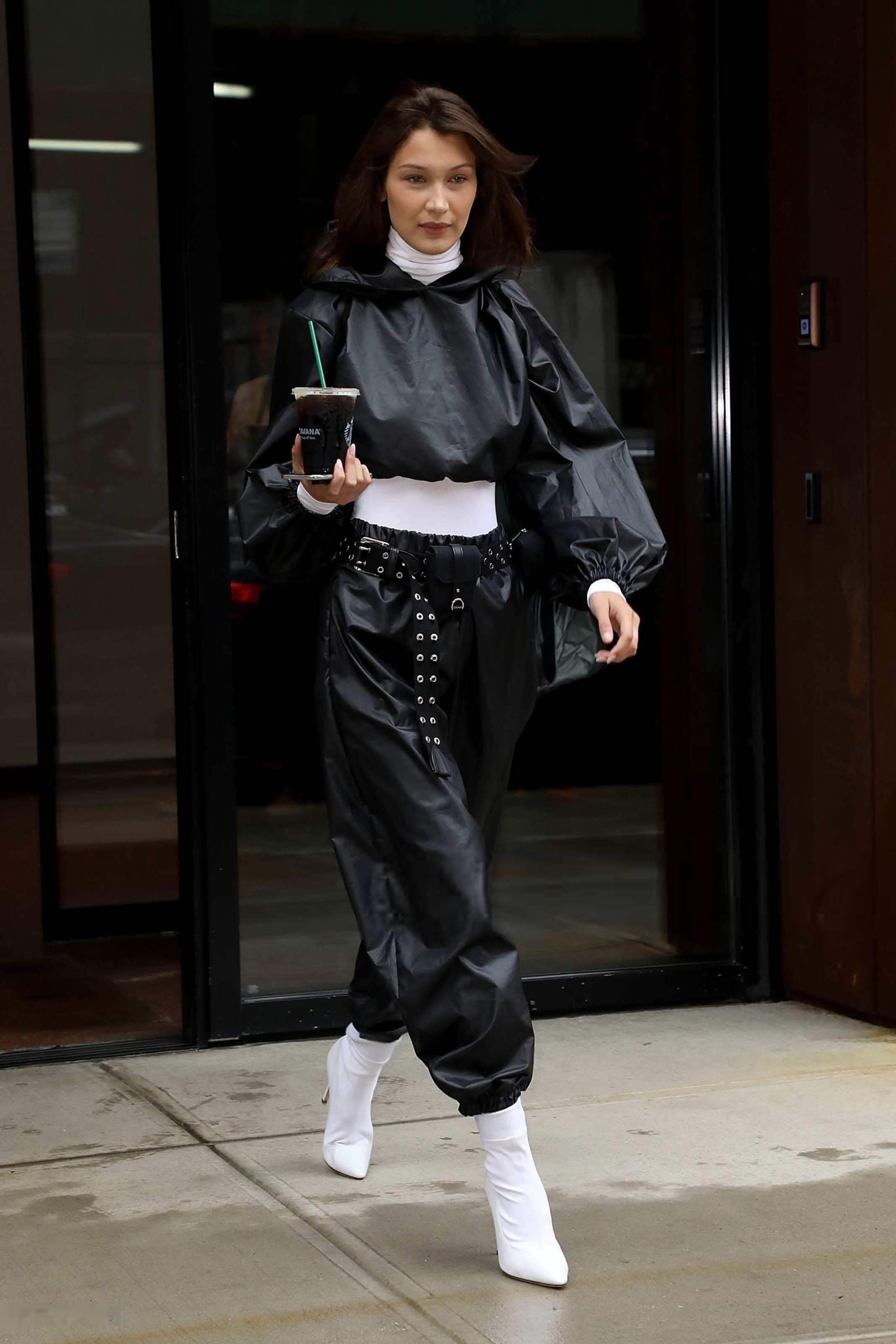 Bella Hadid seen at Gigi’s apartment