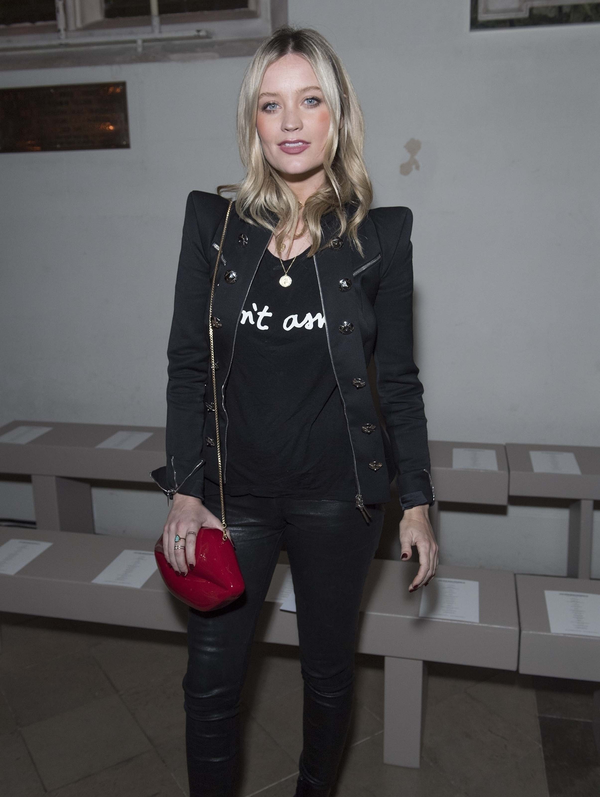 Laura Whitmore attends Julien Macdonald show