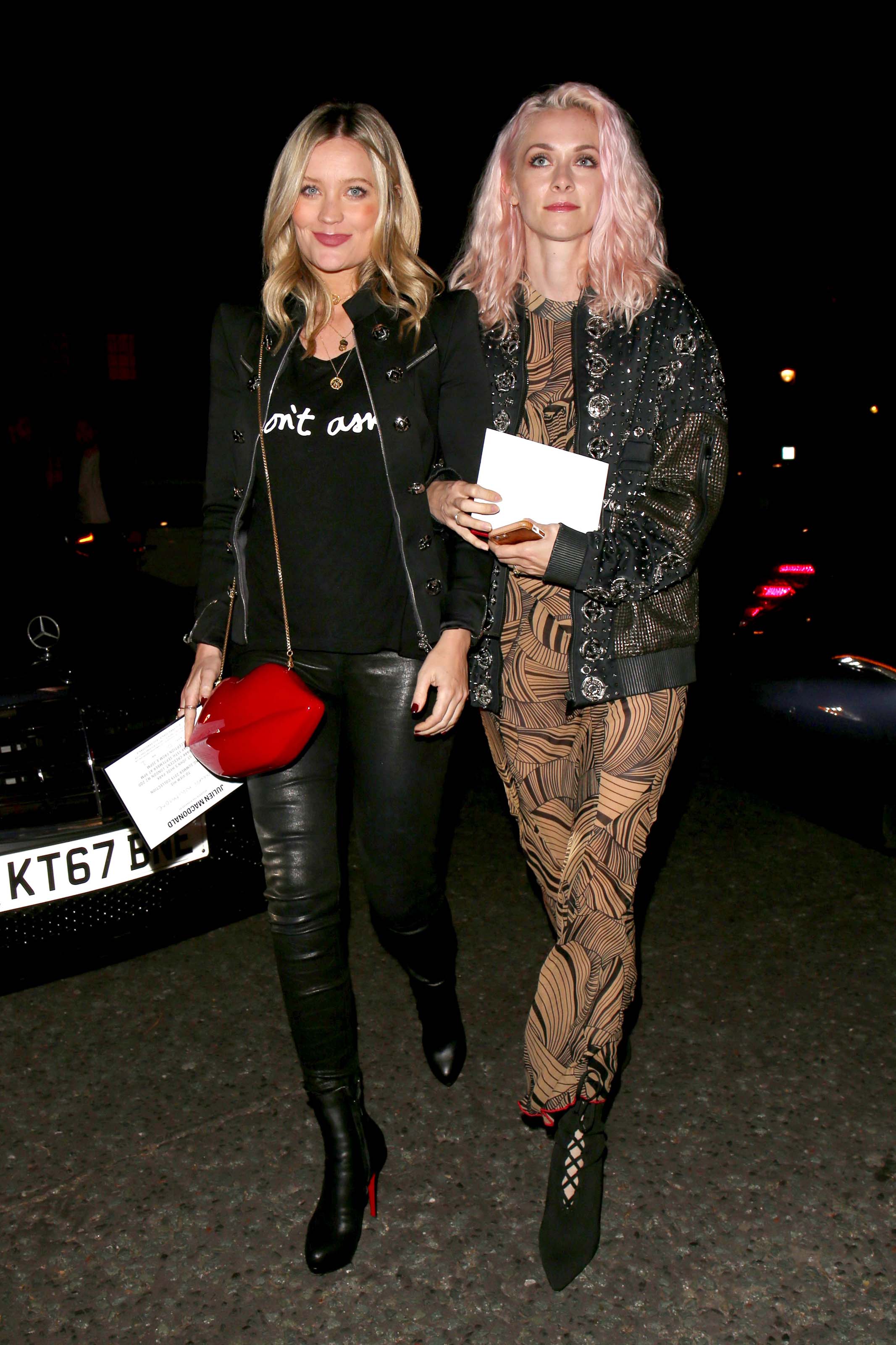 Laura Whitmore attends Julien Macdonald show