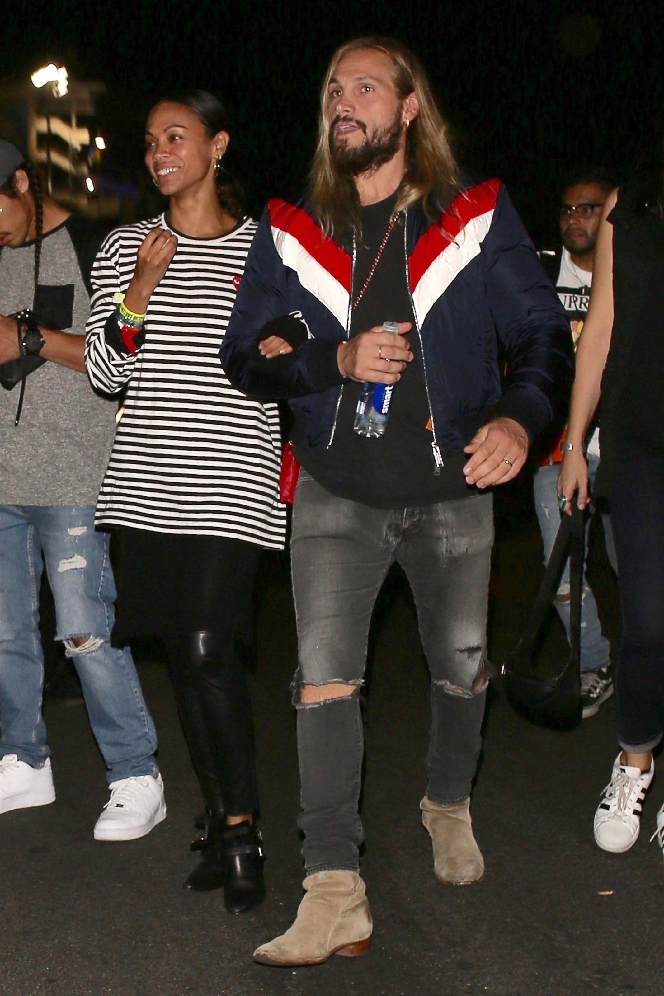 Zoe Saldana arrives at Jay Z and Beyonce’s concert