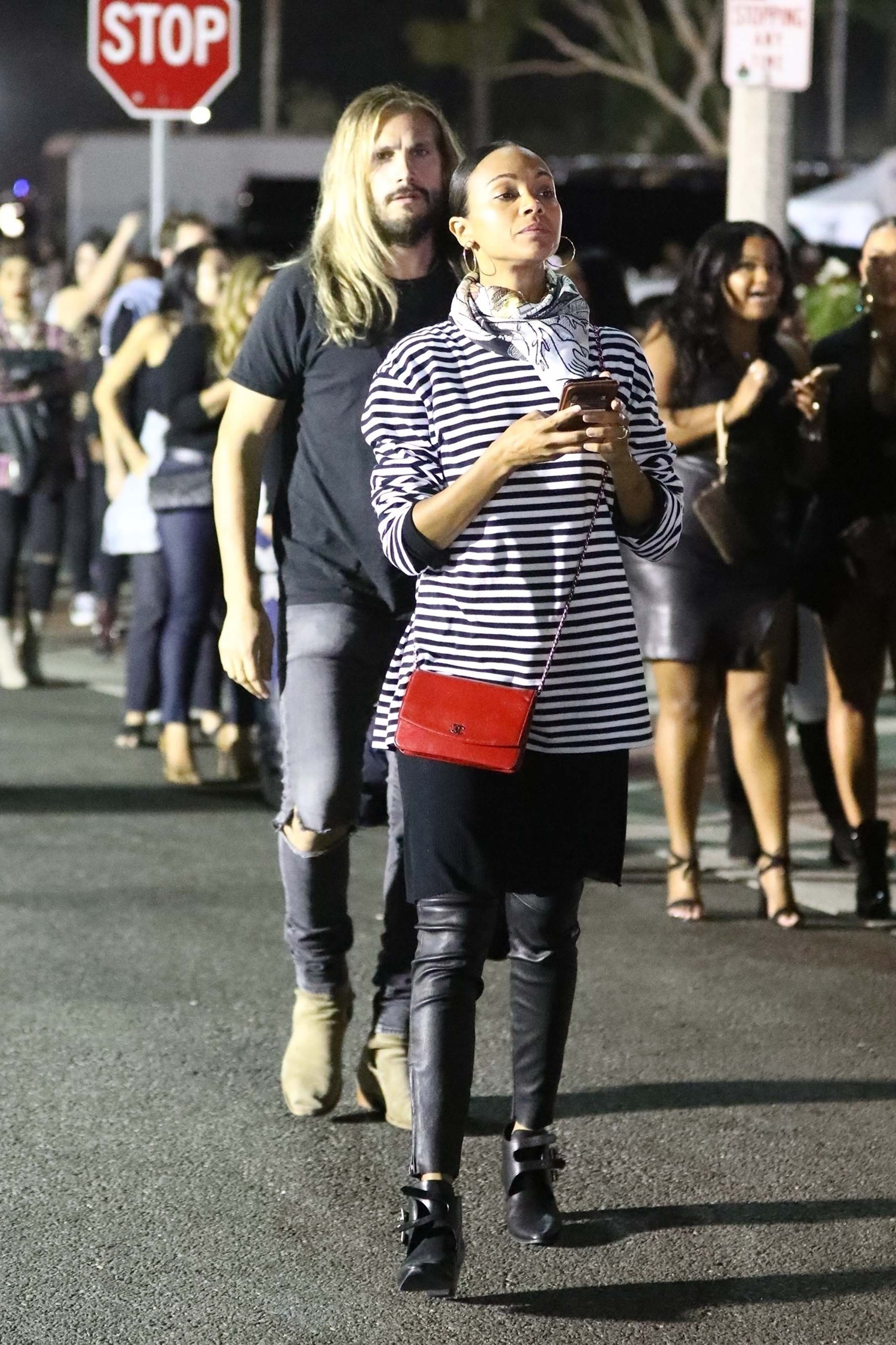 Zoe Saldana arrives at Jay Z and Beyonce’s concert