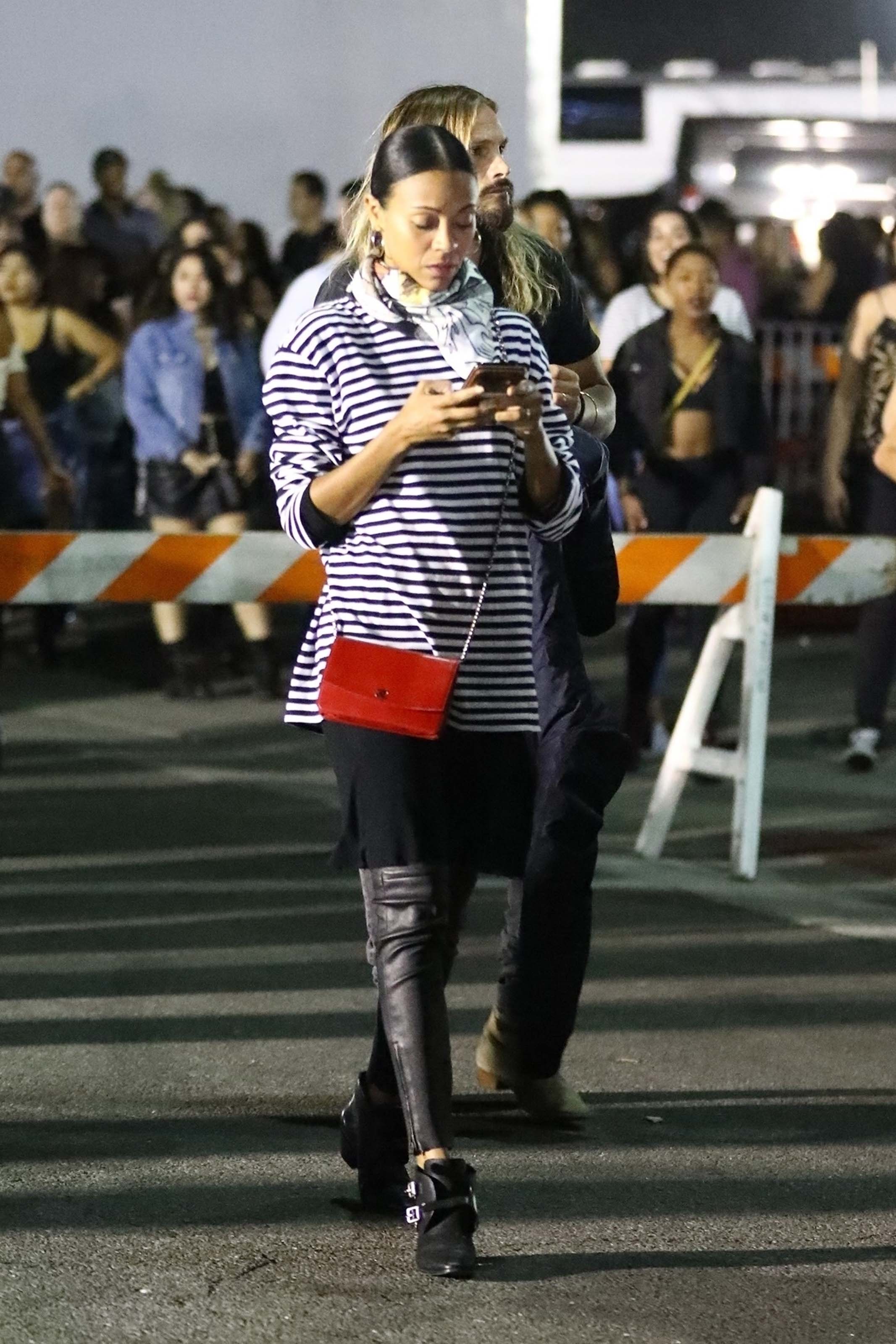 Zoe Saldana arrives at Jay Z and Beyonce’s concert