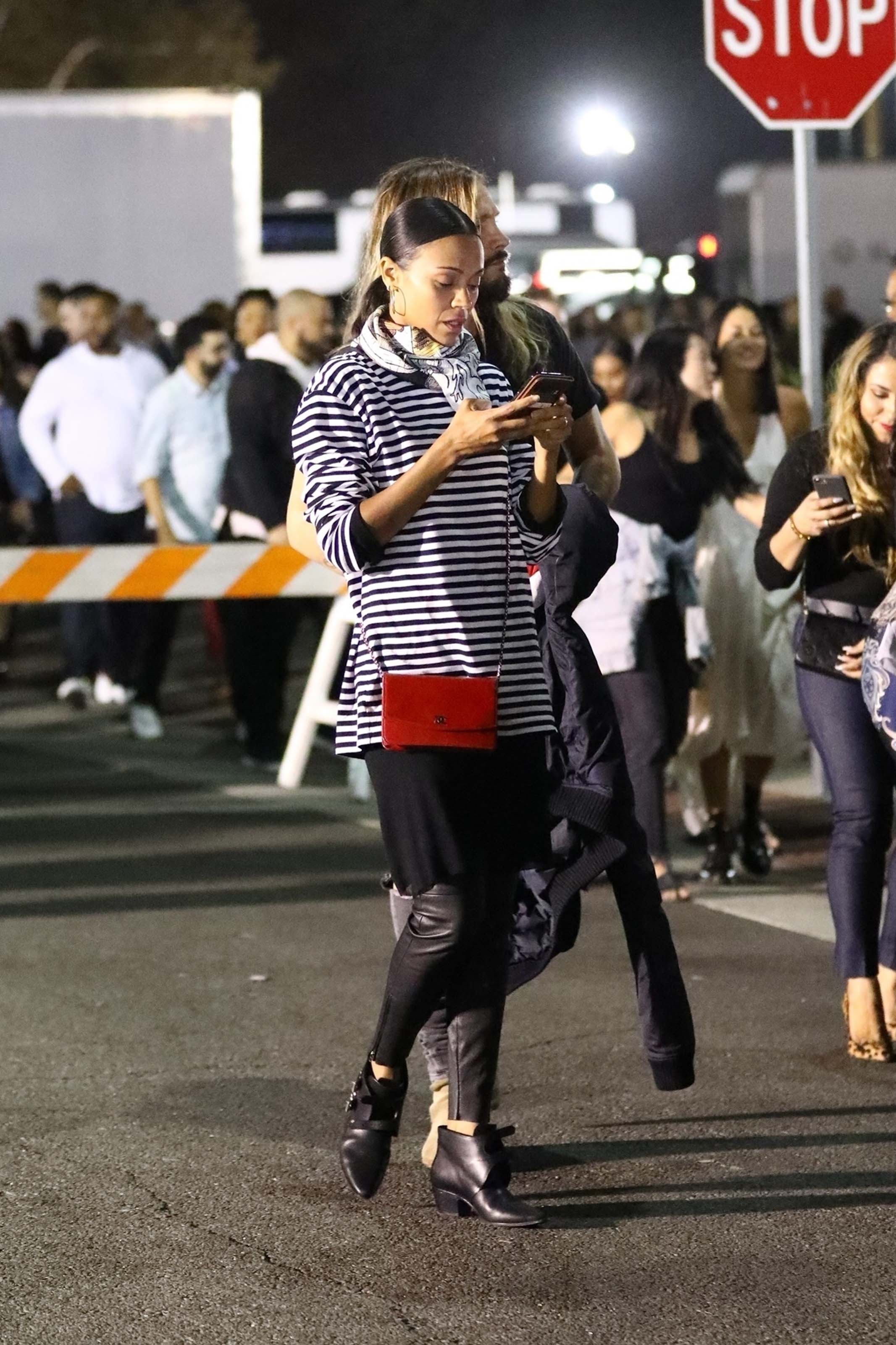 Zoe Saldana arrives at Jay Z and Beyonce’s concert