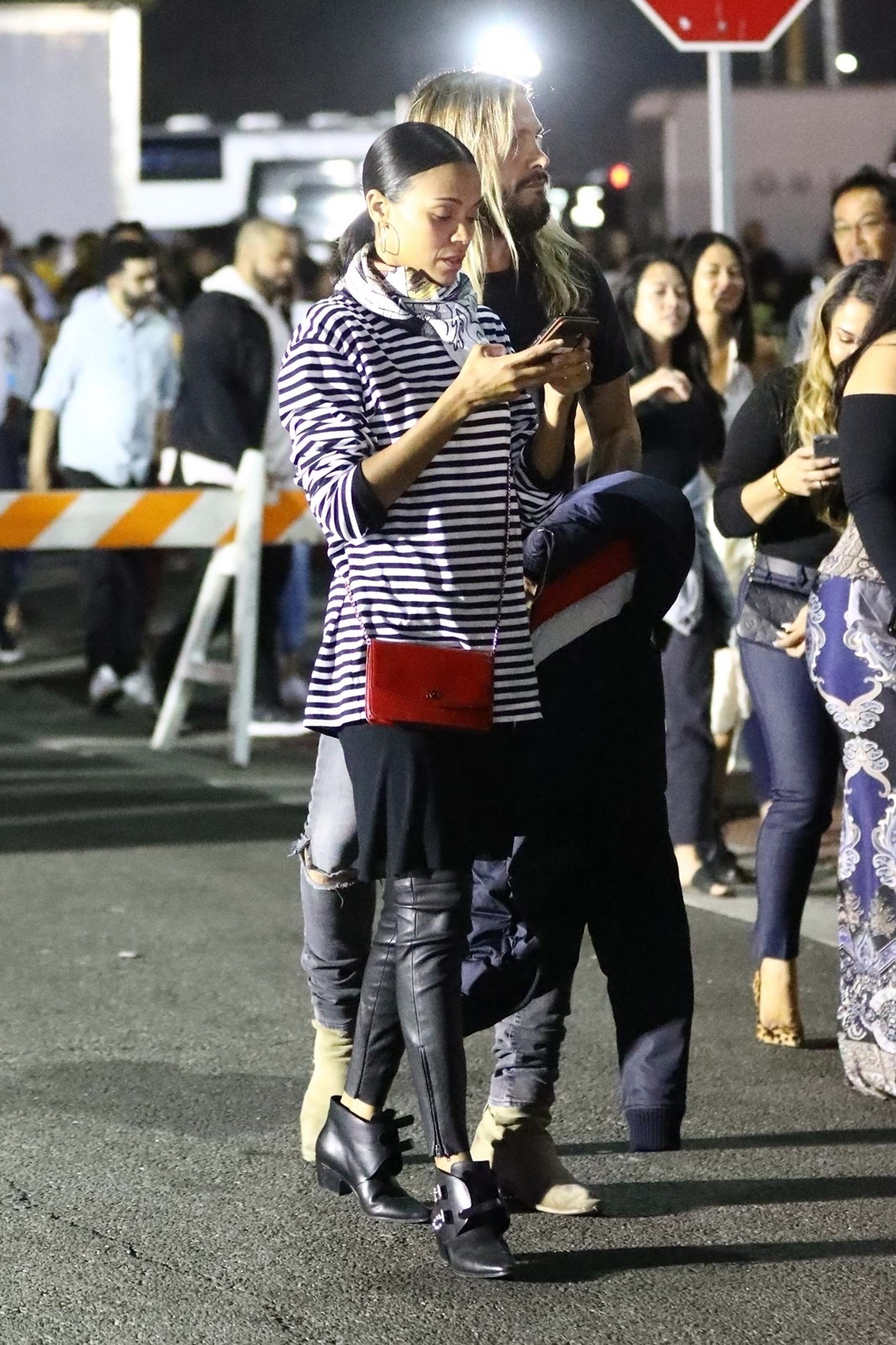 Zoe Saldana arrives at Jay Z and Beyonce’s concert