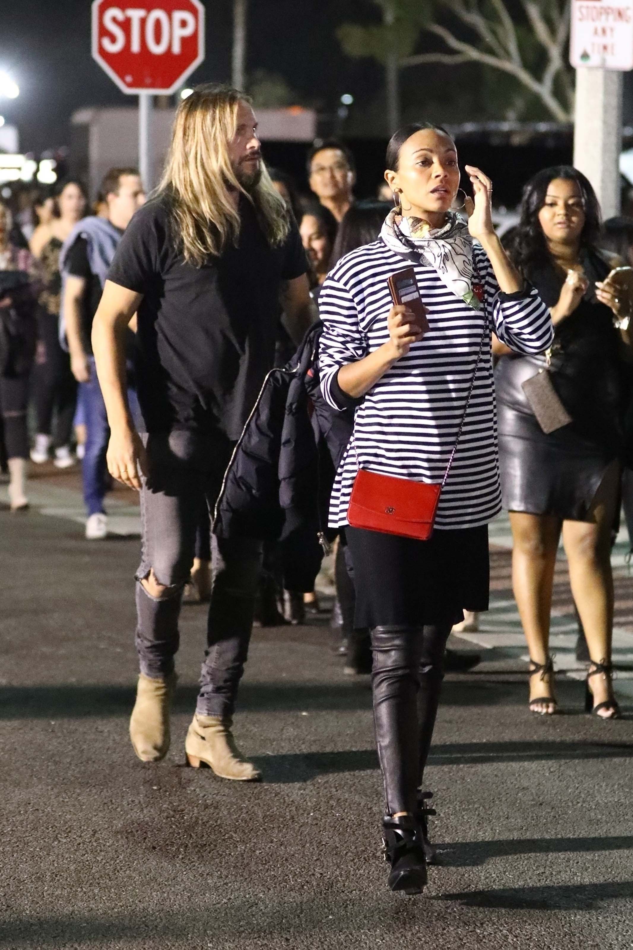 Zoe Saldana arrives at Jay Z and Beyonce’s concert