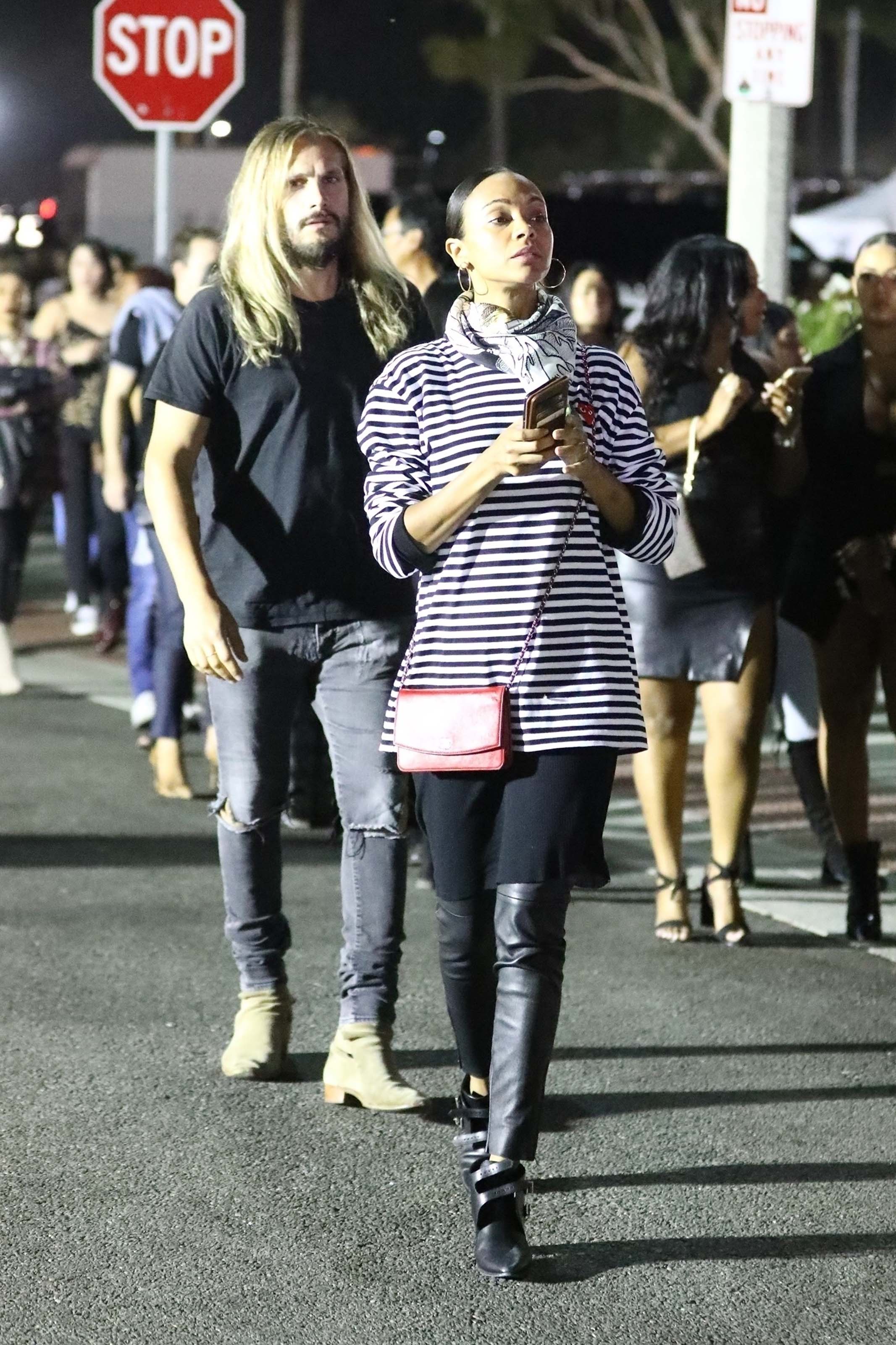 Zoe Saldana arrives at Jay Z and Beyonce’s concert